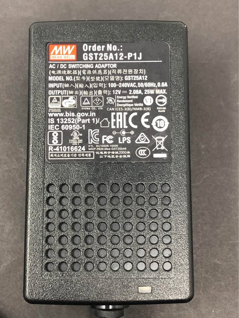 Mean Well GST25A12-P1J 12V 2.08A AC/DC Power Adapter Pre-Owned - Thumbnail 5