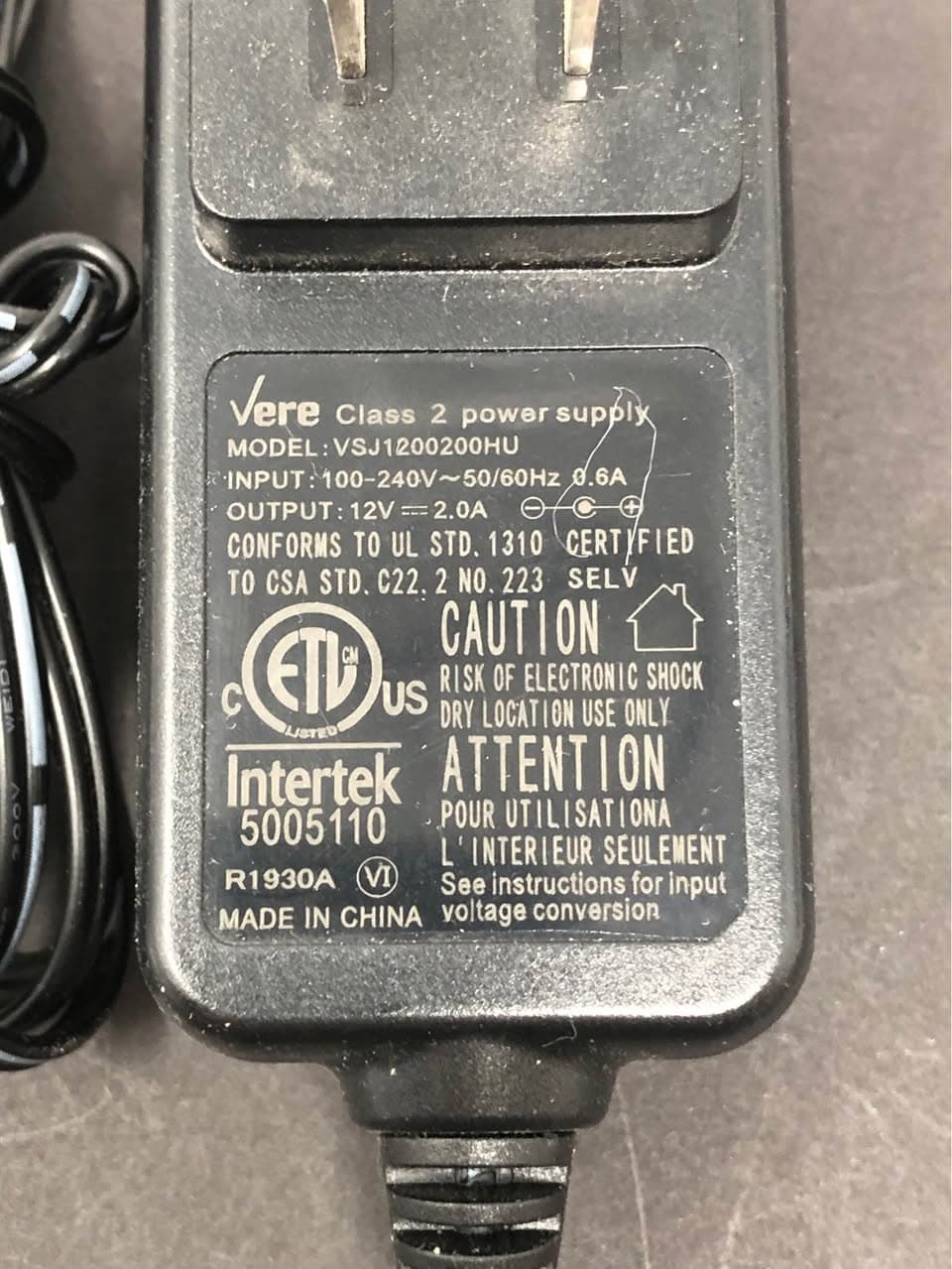 VSJ1200200HU 12V 2A Class 2 Power Supply Adapter Pre-Owned - Thumbnail 5