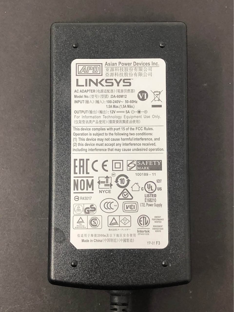 Linksys DA-60M12 AC Adapter 12V 5A Power Supply Pre-Owned - Thumbnail 5