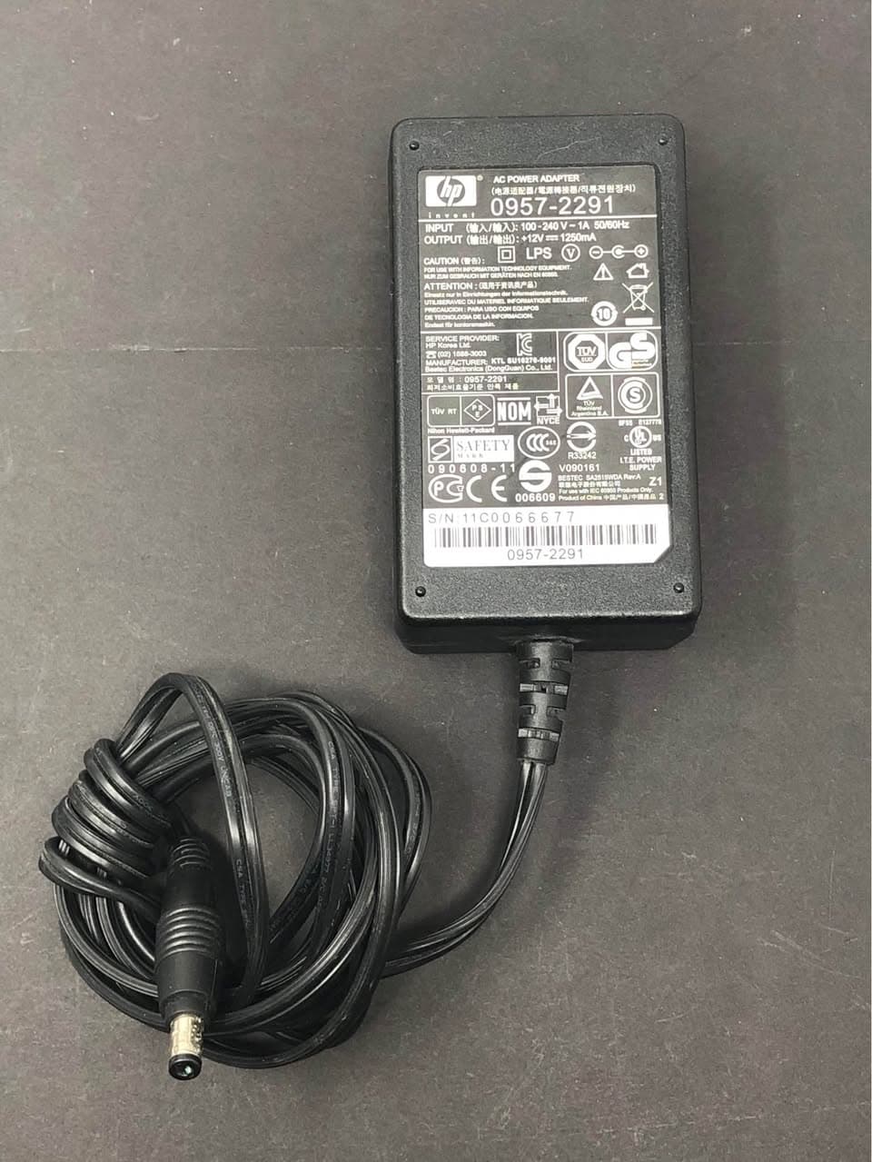 HP 0957-2291 12V 1250mA Power Adapter Pre-Owned