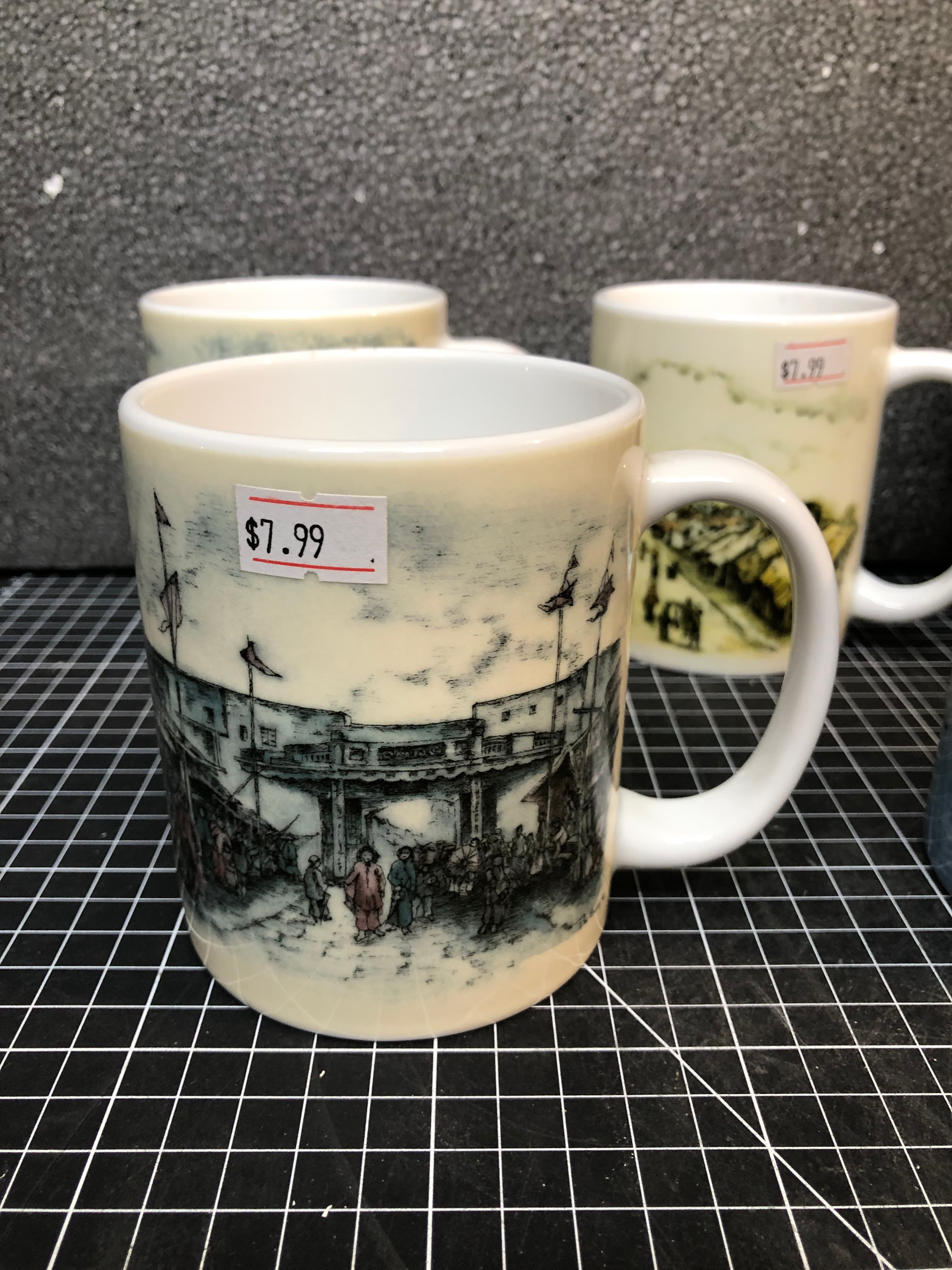 Set of 7 Scenic Ceramic Mugs - New, Durable Design - Thumbnail 2