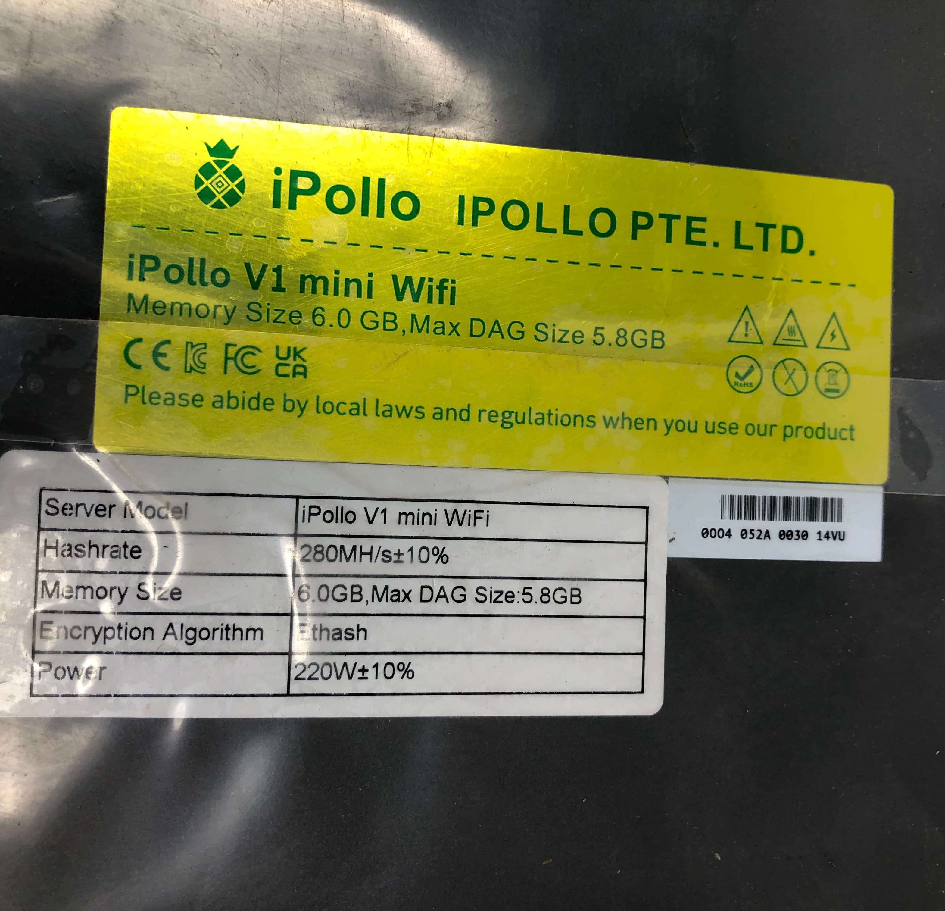 iPollo V1 Mini WiFi Ethash Server 280MH/s Pre-Owned - Thumbnail 3
