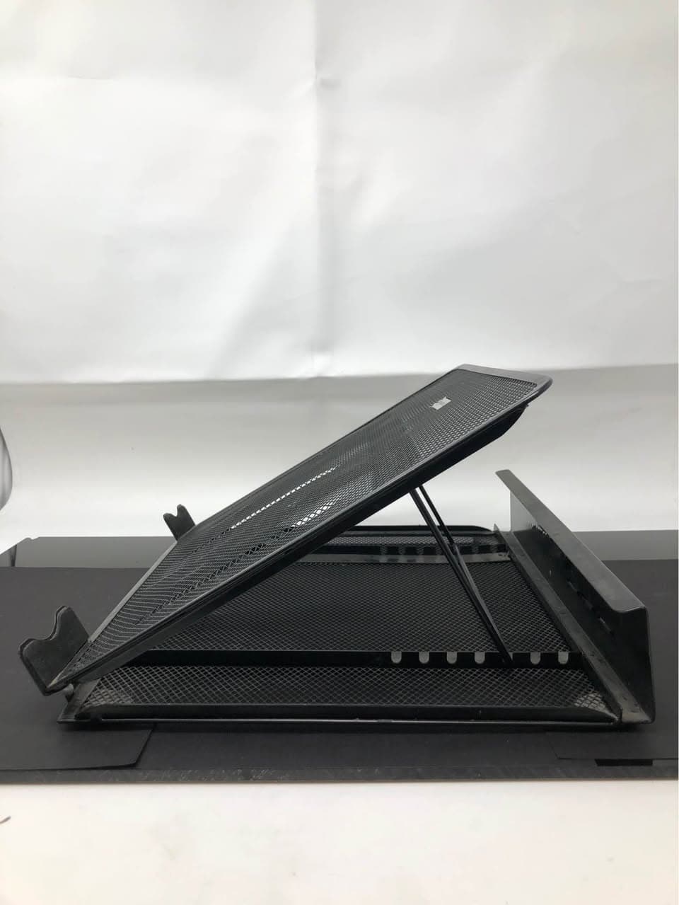 Merangue Adjustable Mesh Laptop Riser Stand - New, Black Ventilated Design - Thumbnail 4