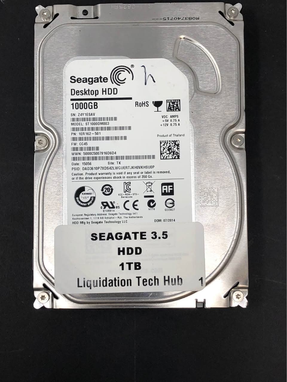 Seagate 3.5" 1TB SATA Desktop HDD Pre-Owned