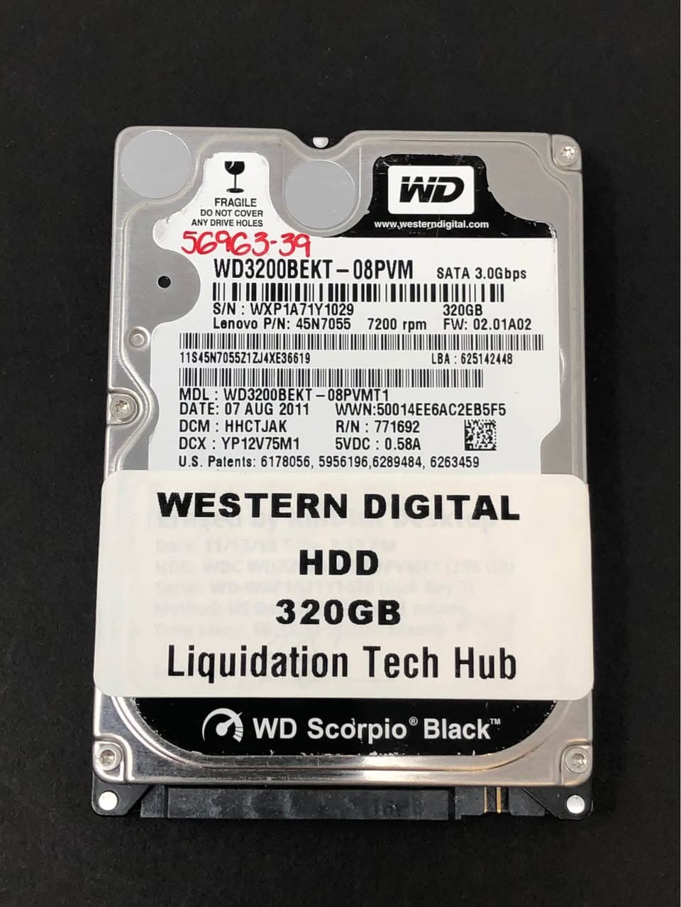 Western Digital WD3200BEKT 320GB 7200RPM HDD Pre-Owned