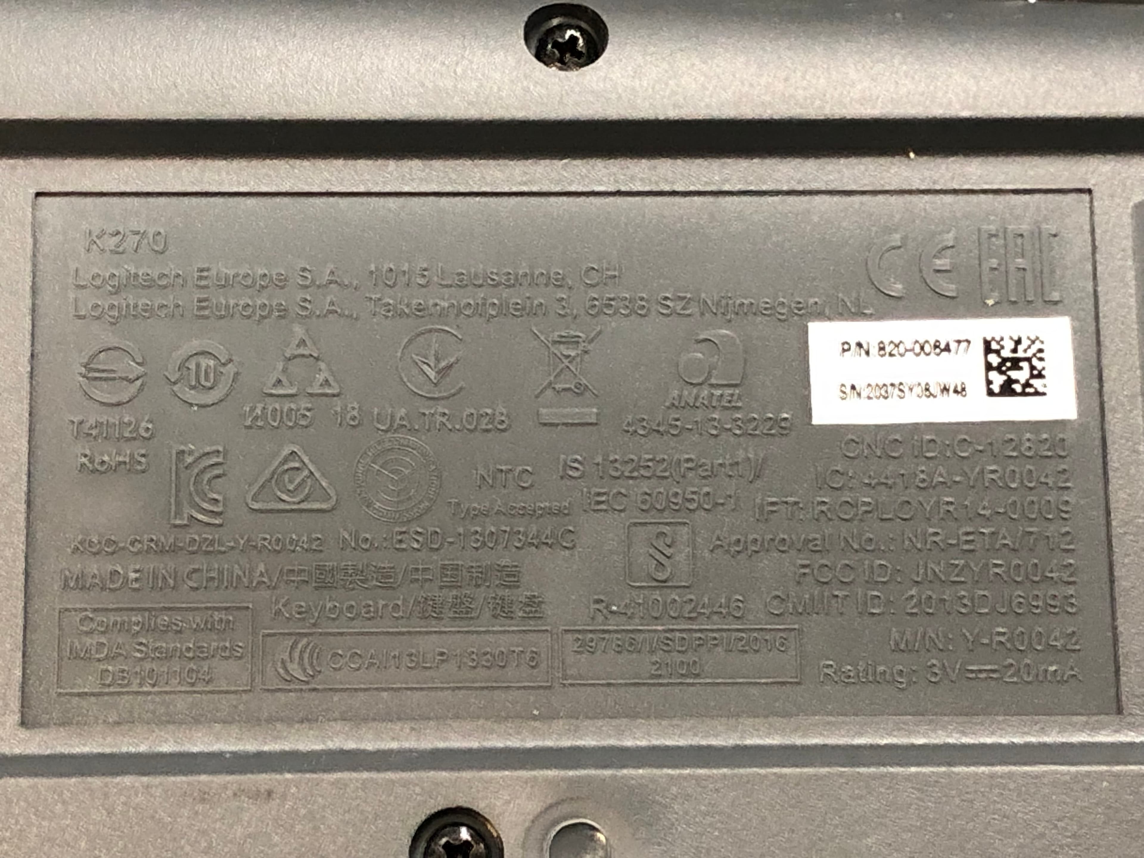 Logitech K270 Wireless Keyboard Black Pre-Owned - Thumbnail 2