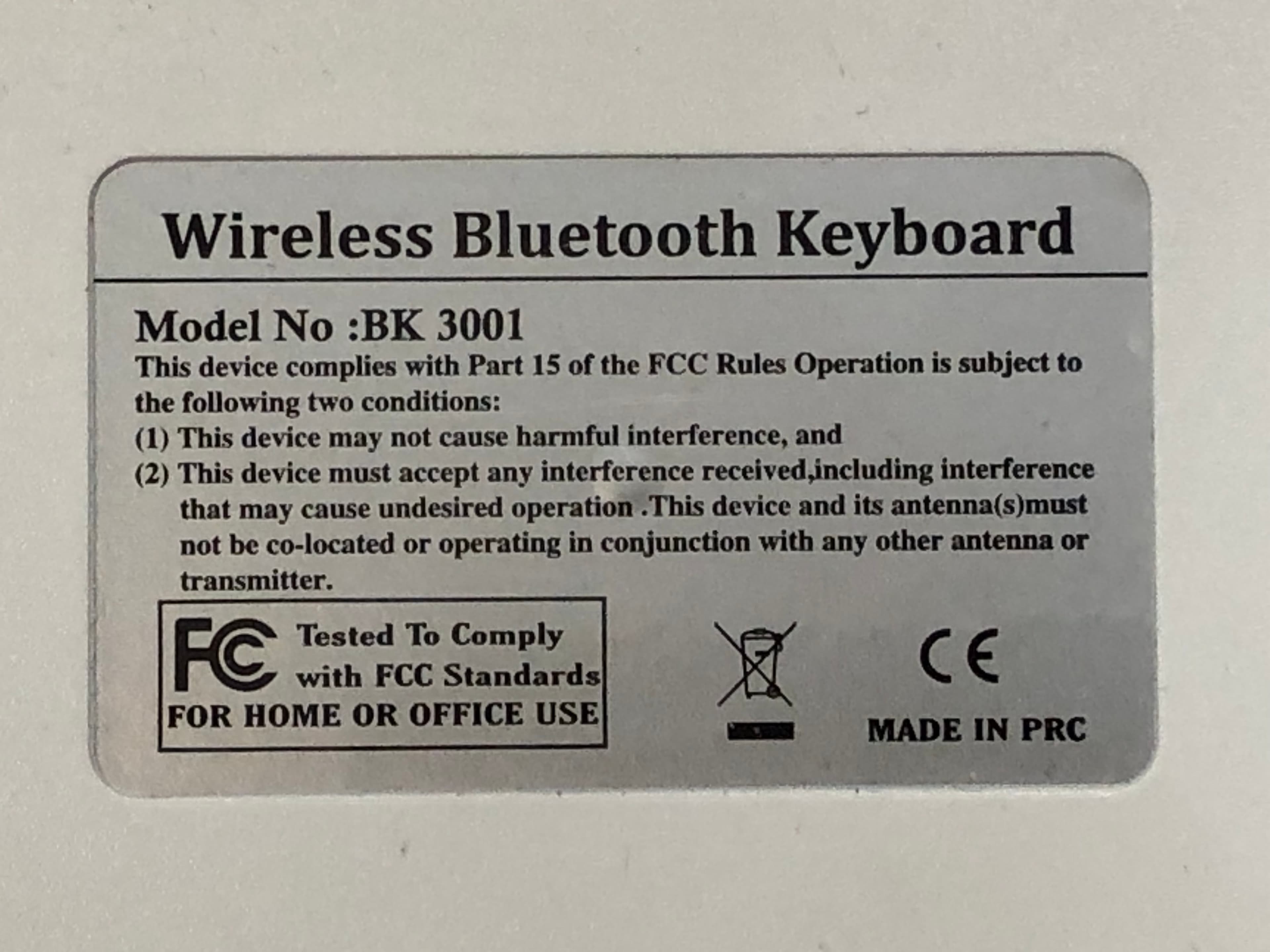 Wireless Bluetooth Keyboard BK3001 Pre-Owned - Thumbnail 2