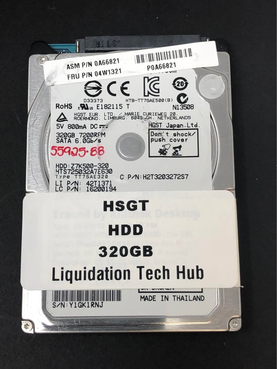 HGST 320GB 2.5" SATA HDD 7200RPM Pre-Owned