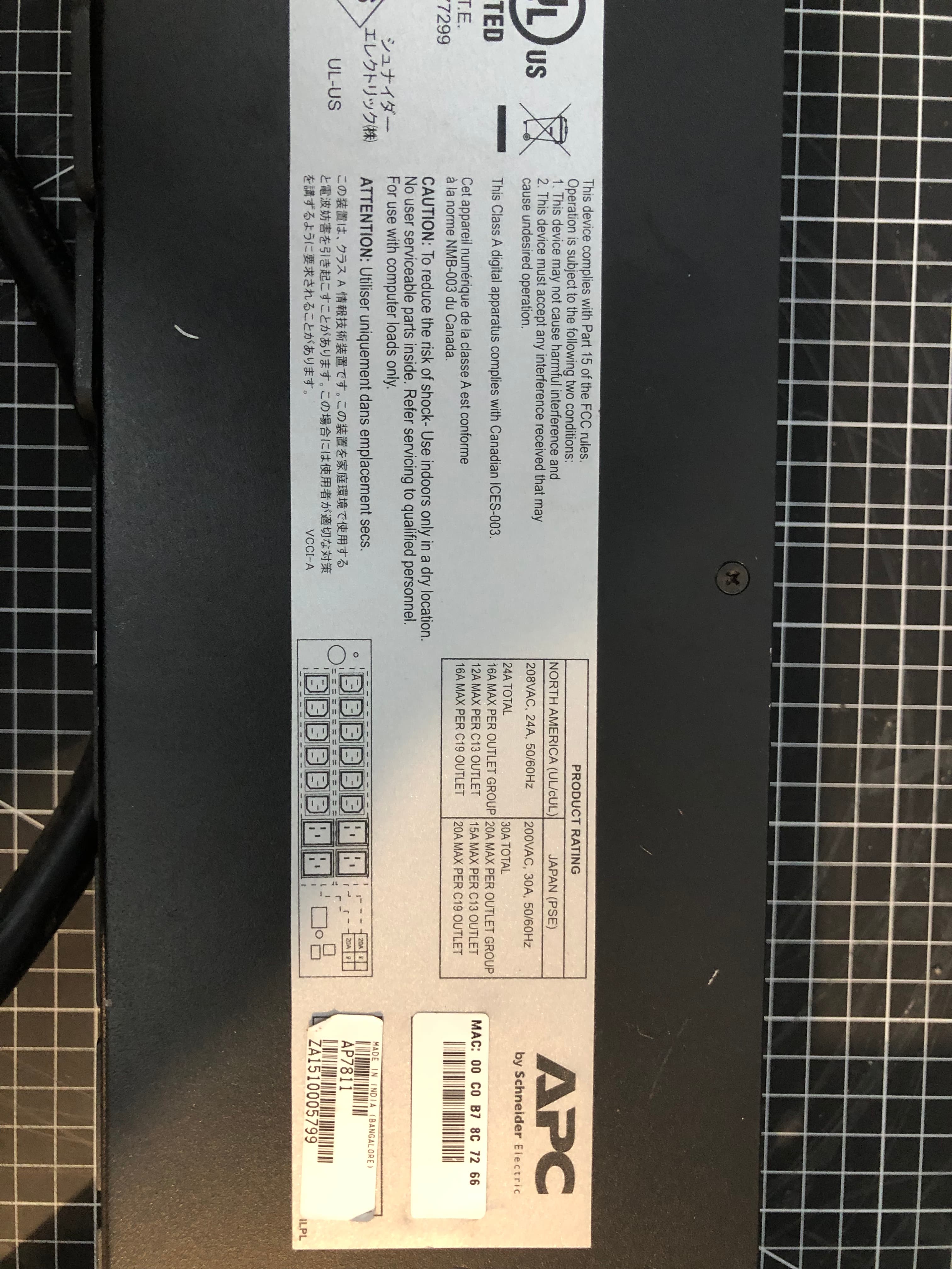 APC AP7811 Metered Rack PDU 24A 200-240V 16 Outlets Pre-Owned - Thumbnail 7