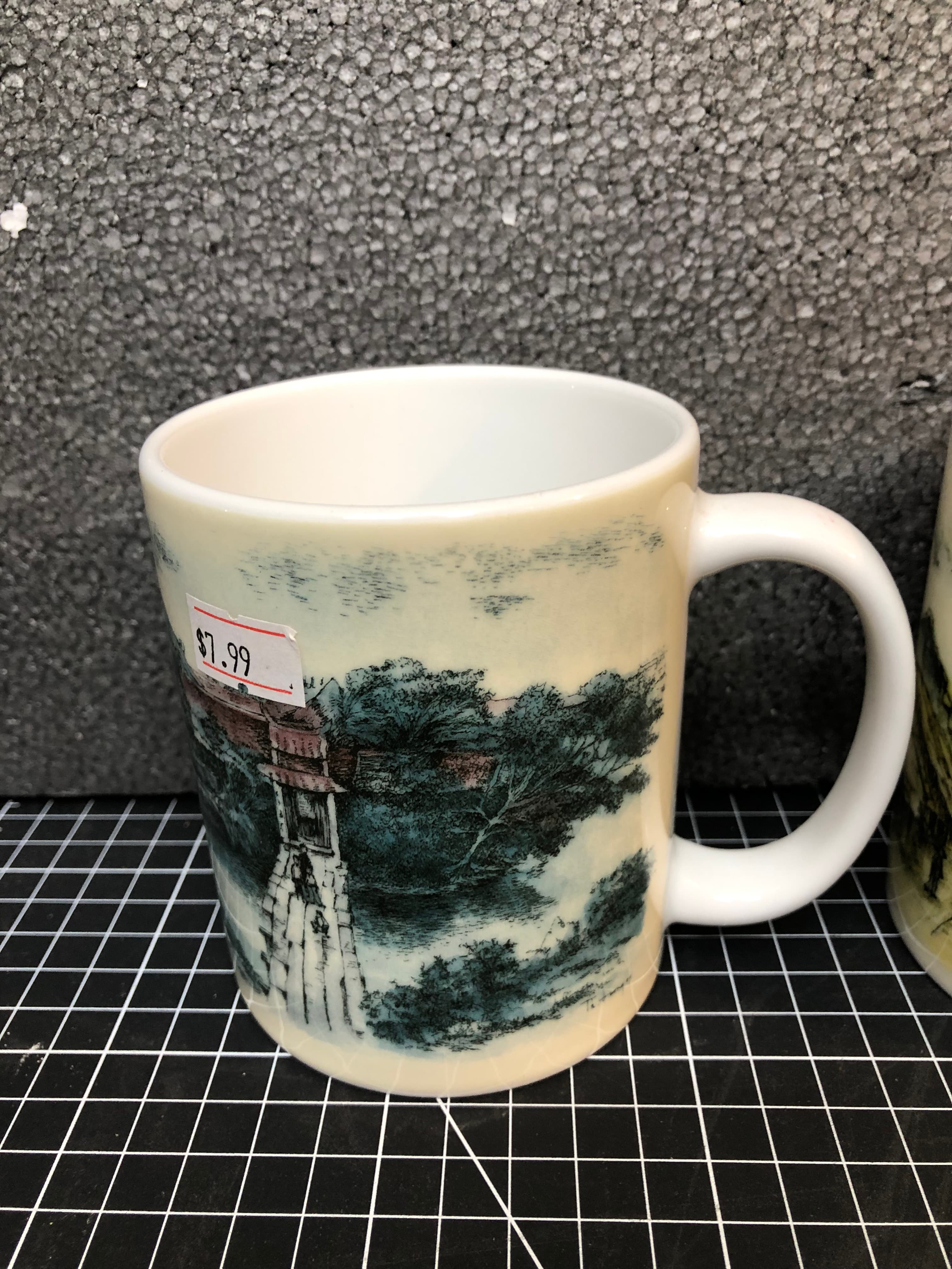 Set of 7 Scenic Ceramic Mugs - New, Durable Design - Thumbnail 8