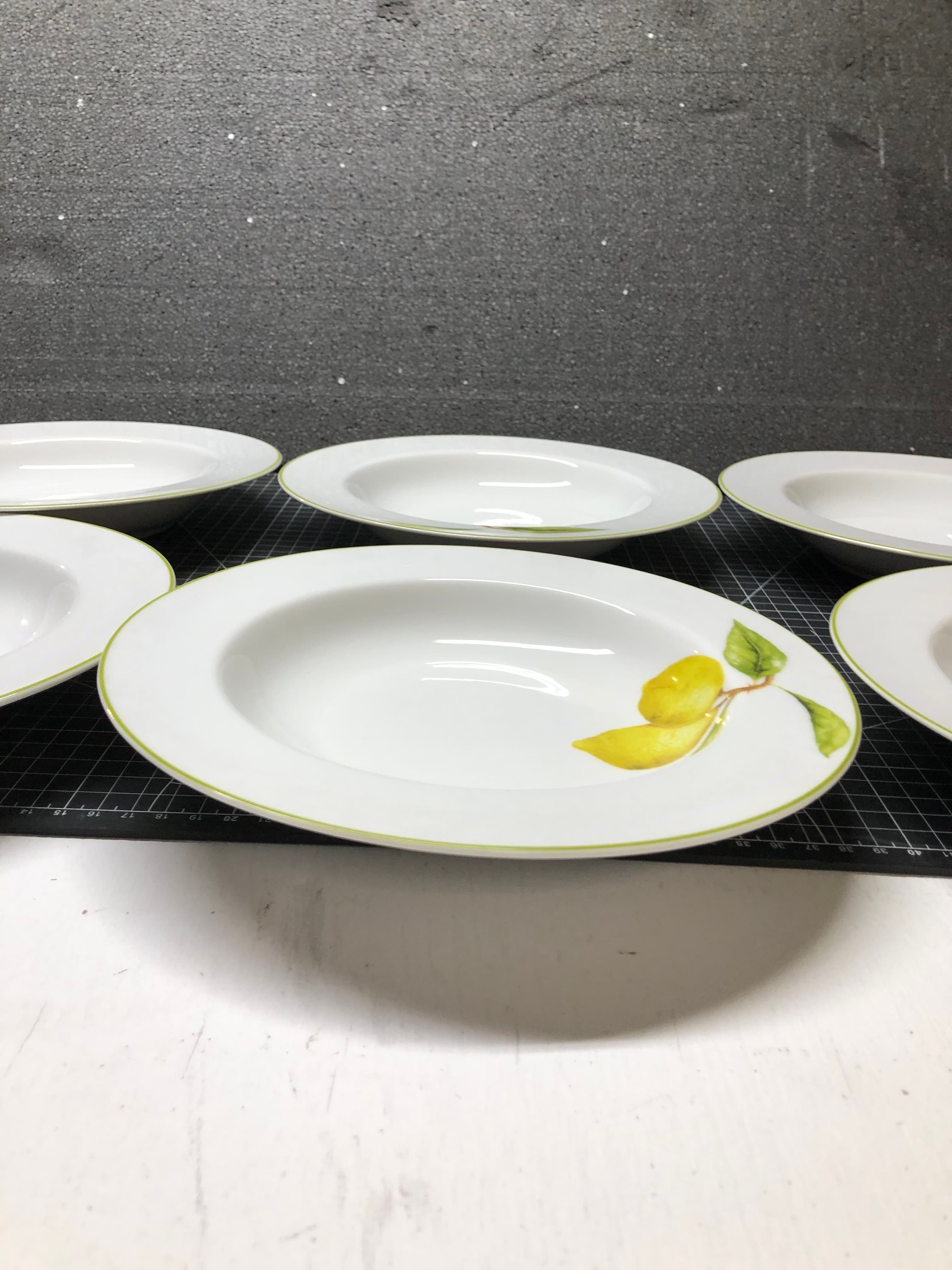 Set of 6 Lemon Patterned Ceramic Plates - New, Elegant Dining Essentials - Thumbnail 4