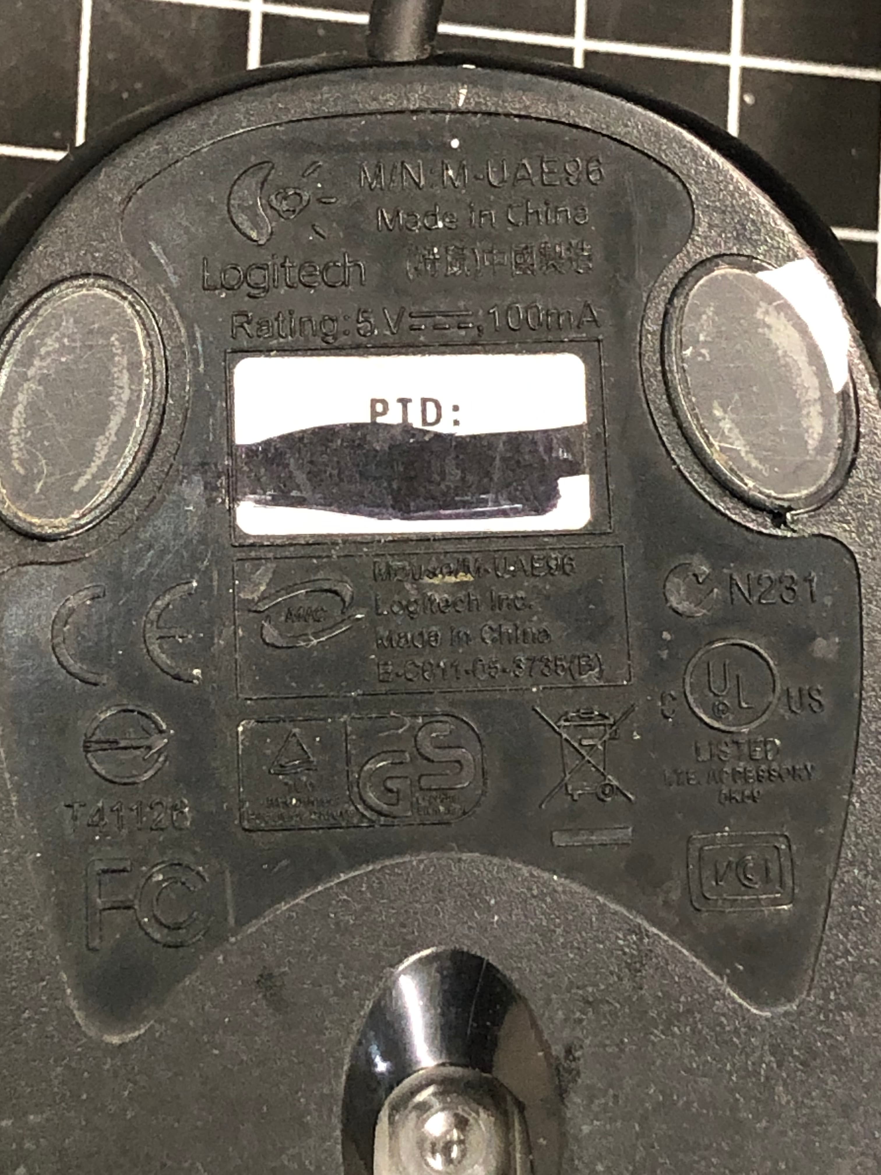 Logitech M-UAE96 Wired USB Optical Mouse Black Pre-Owned - Thumbnail 2