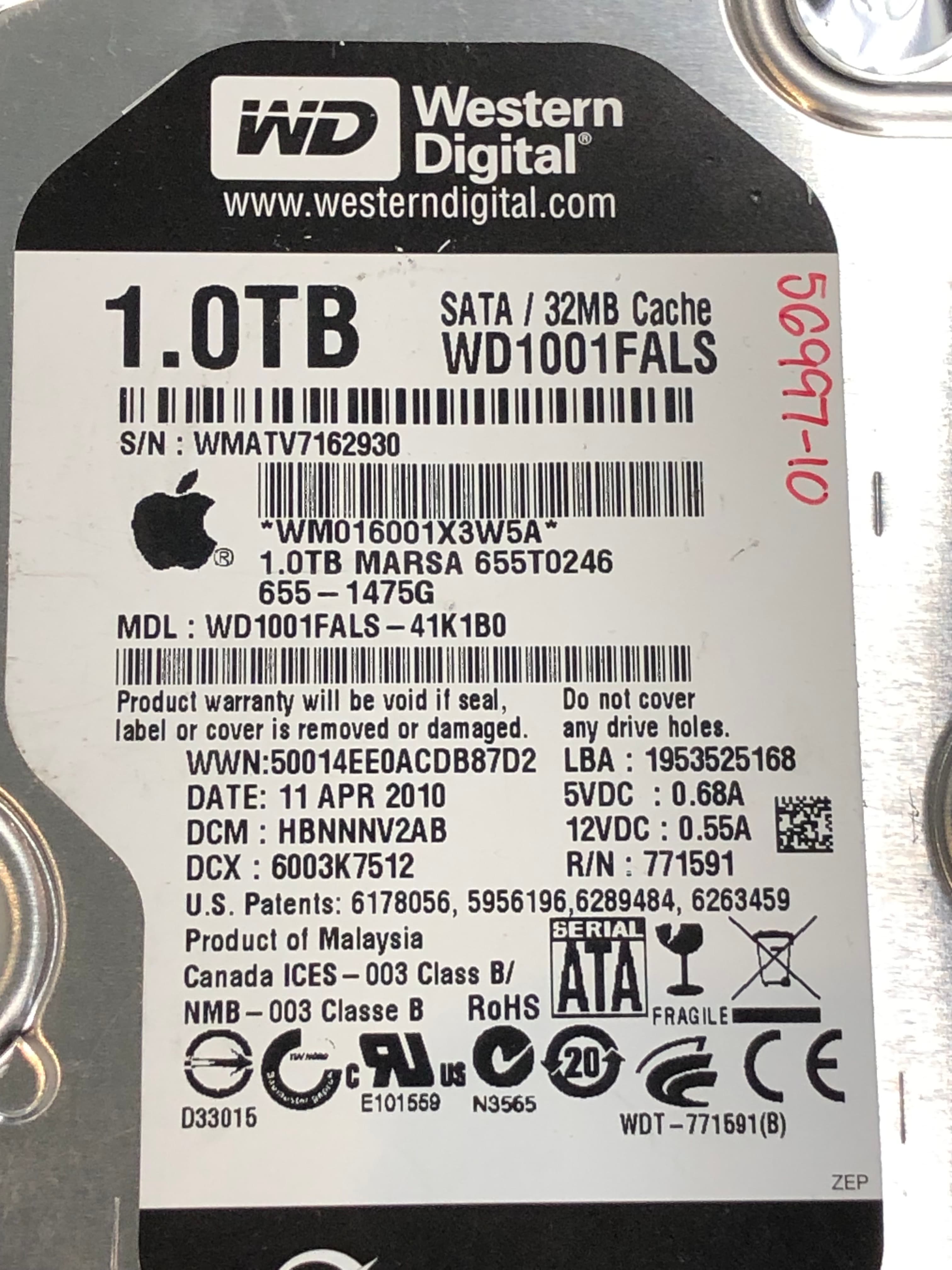 Western Digital WD1001FALS 1TB Caviar Black HDD Pre-Owned - Thumbnail 2