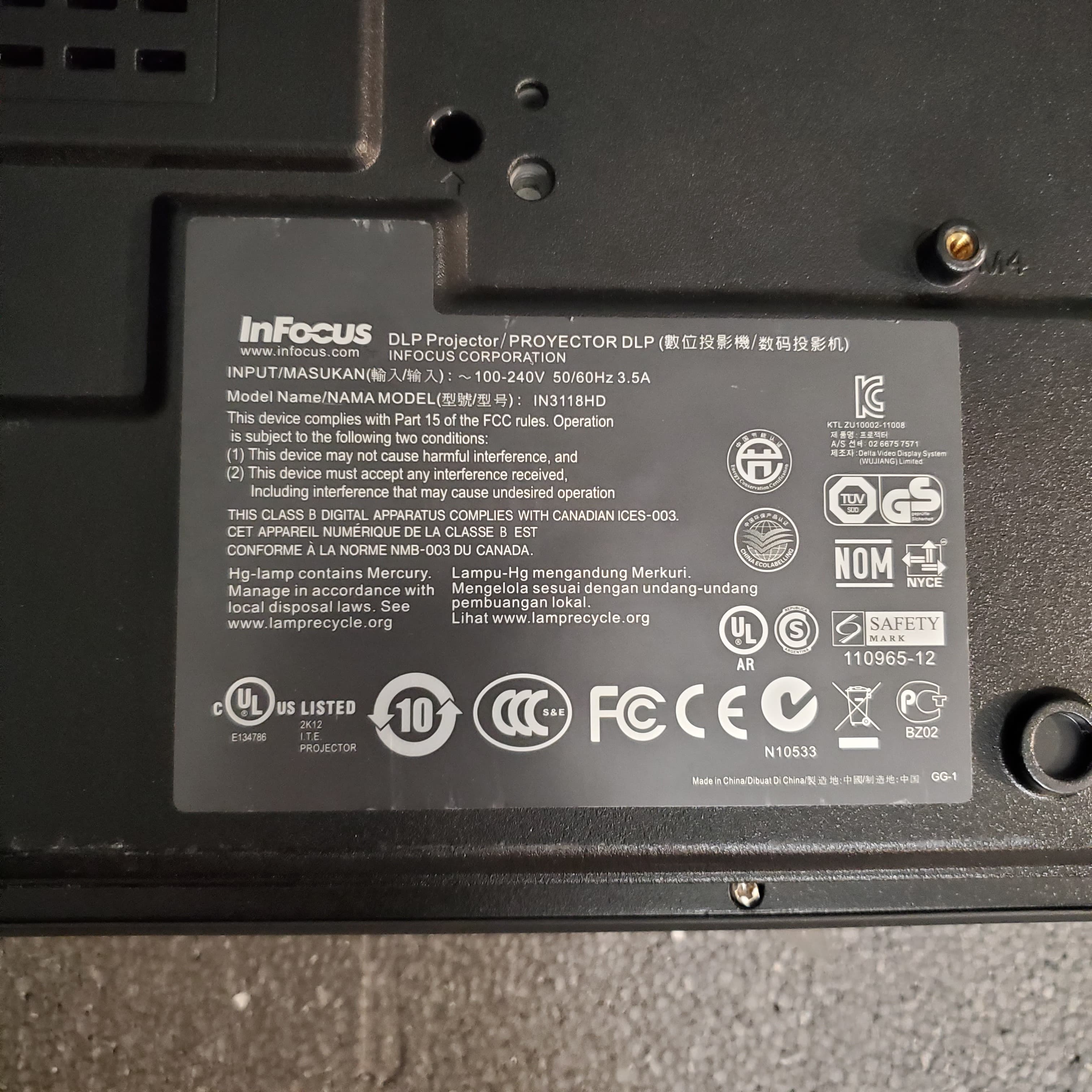 InFocus IN3134a Projector 3000 Lumens 1080p HDMI VGA Pre-Owned - Thumbnail 5