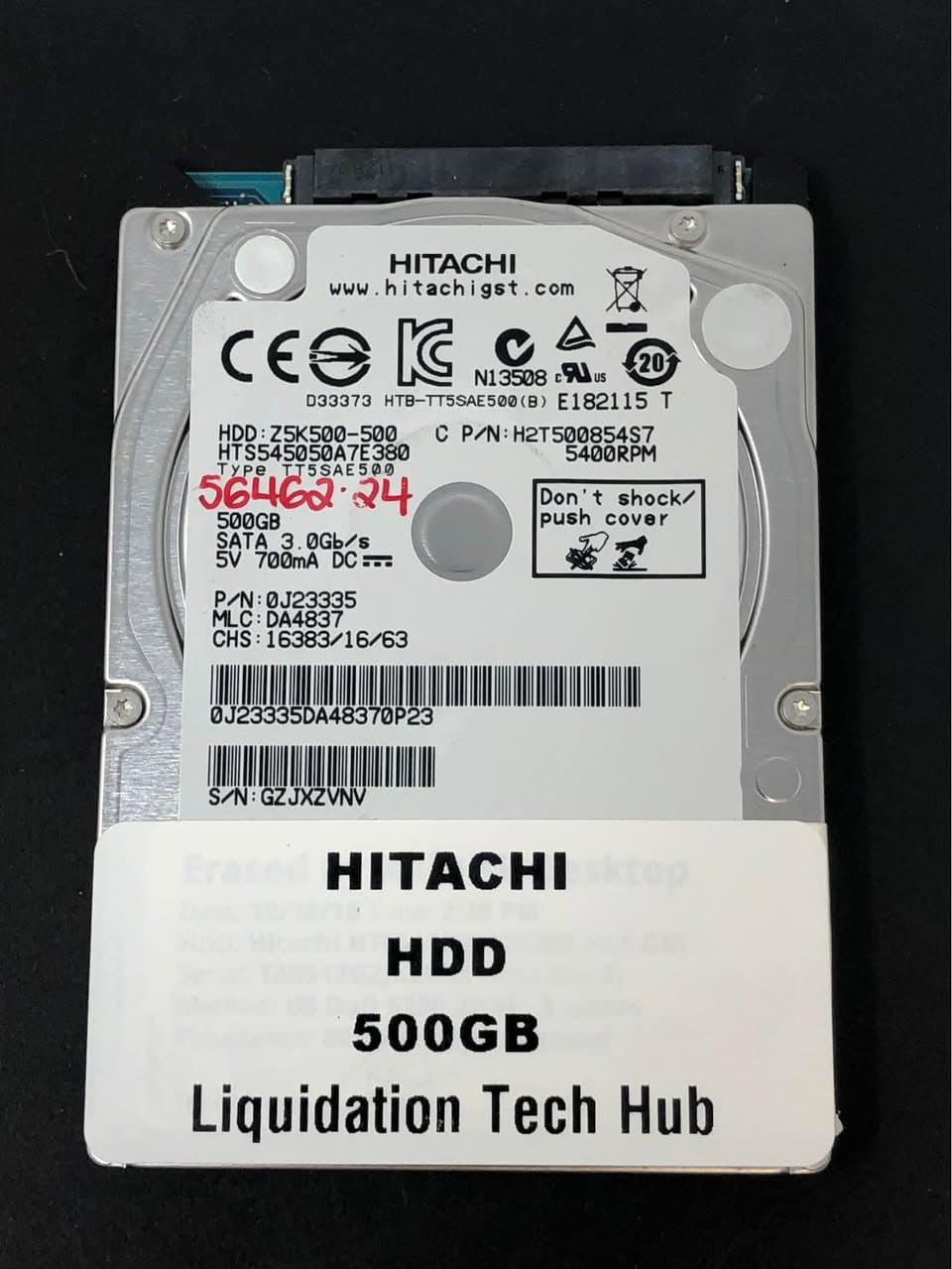 Hitachi HTS545050A7E380 500GB 2.5" SATA HDD Pre-Owned