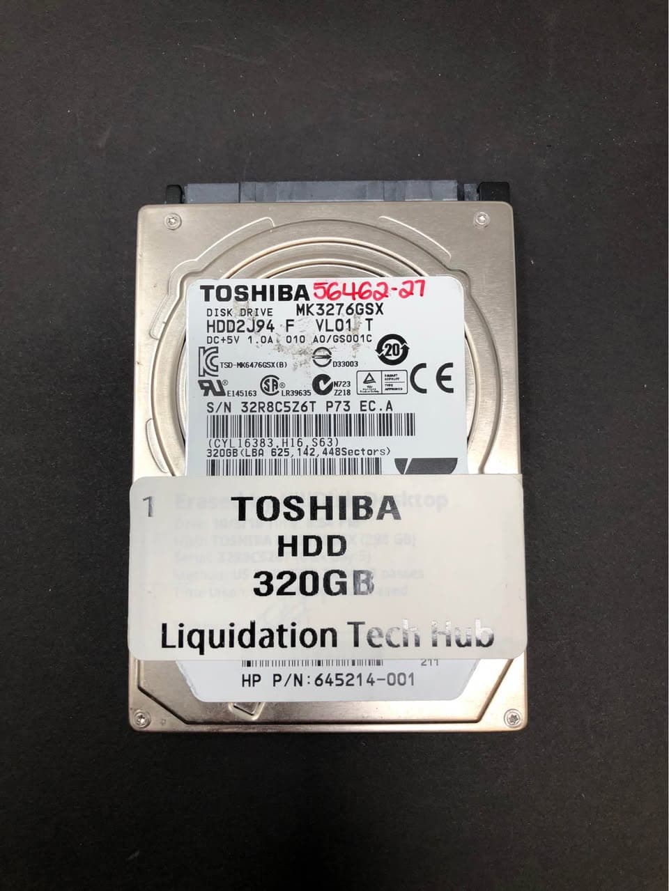 Toshiba MK3265GSX 320GB 2.5" SATA HDD Pre-Owned