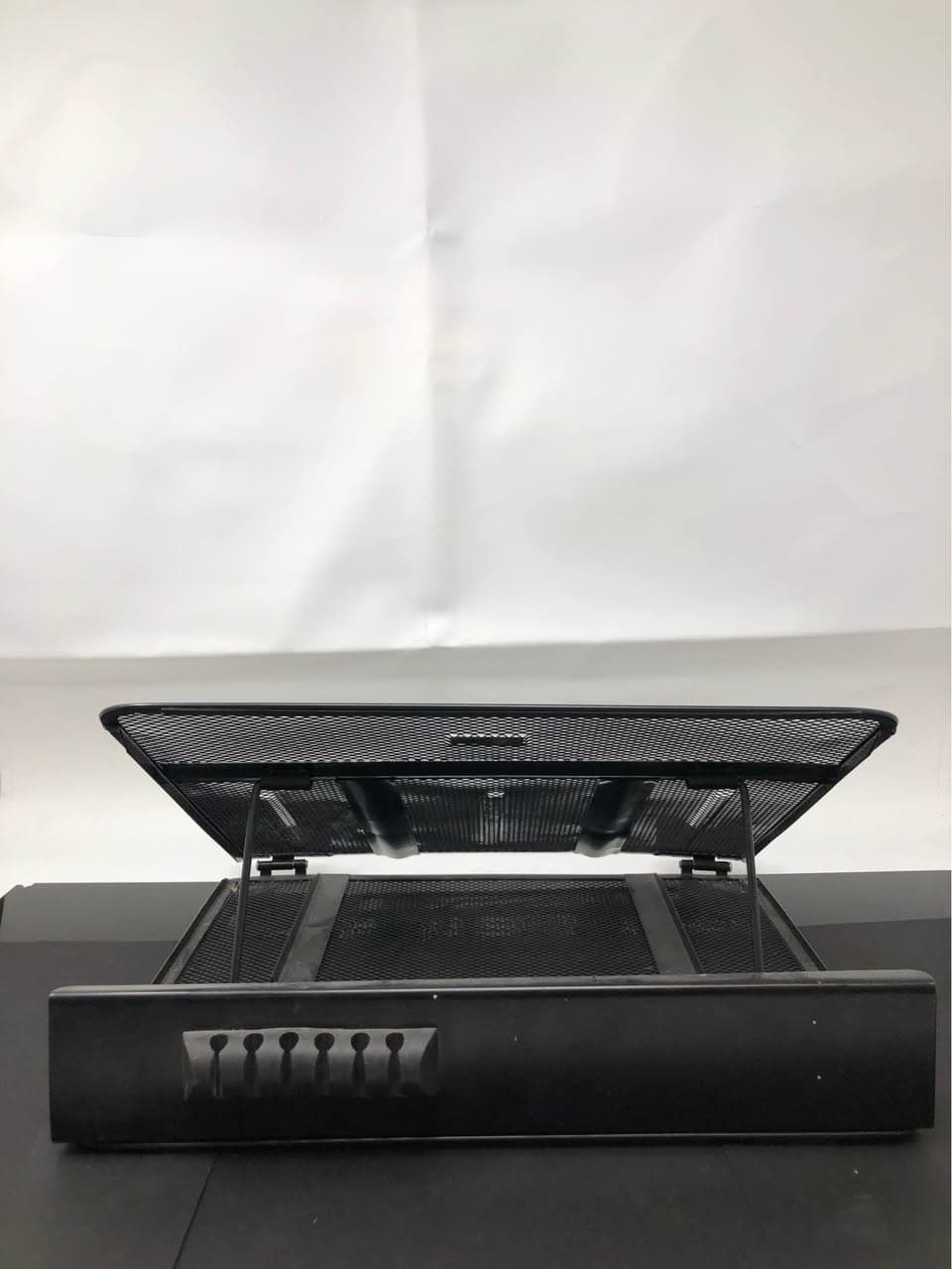 Merangue Adjustable Mesh Laptop Riser Stand - New, Black Ventilated Design - Thumbnail 3