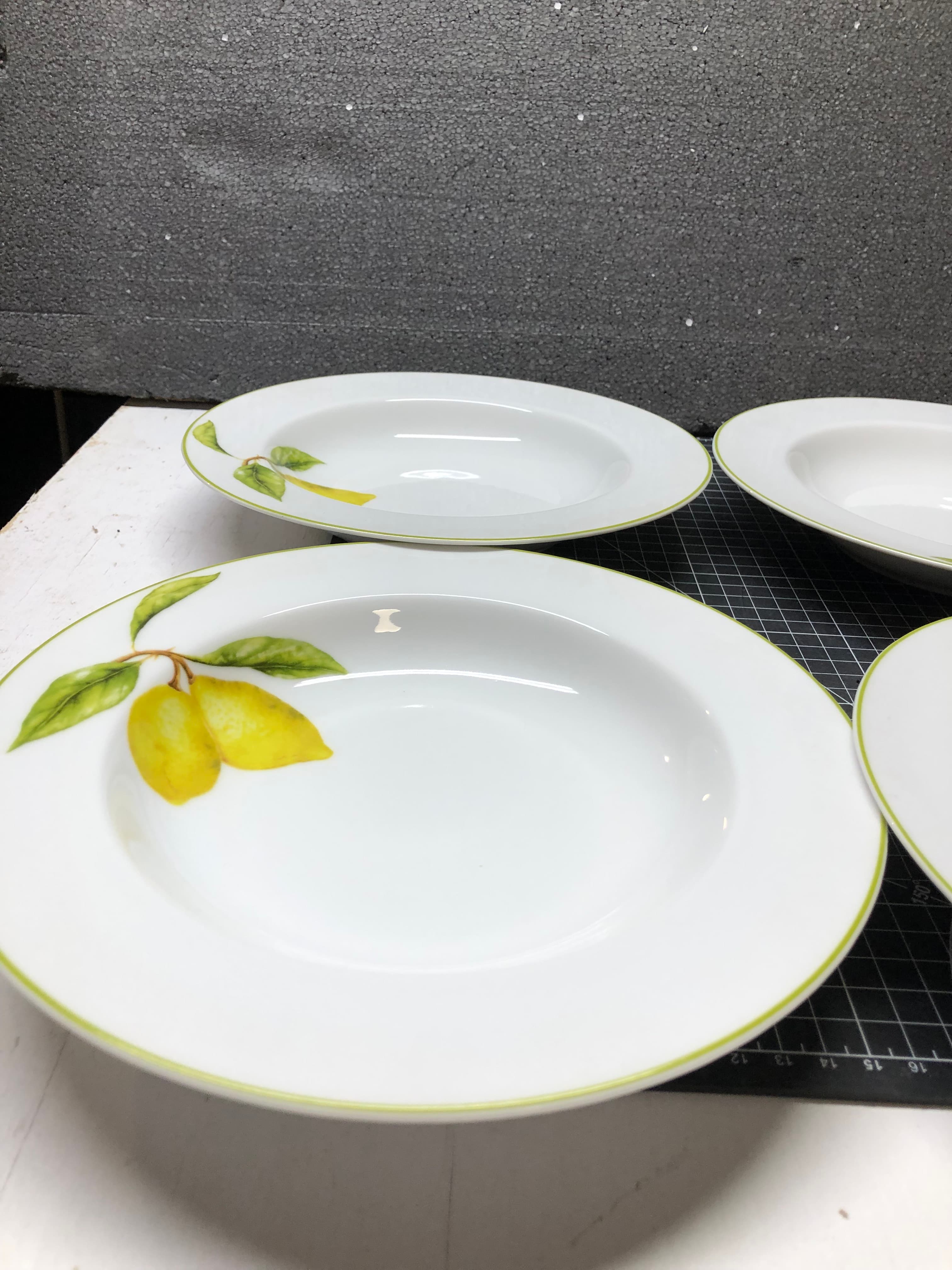 Set of 6 Lemon Patterned Ceramic Plates - New, Elegant Dining Essentials - Thumbnail 3
