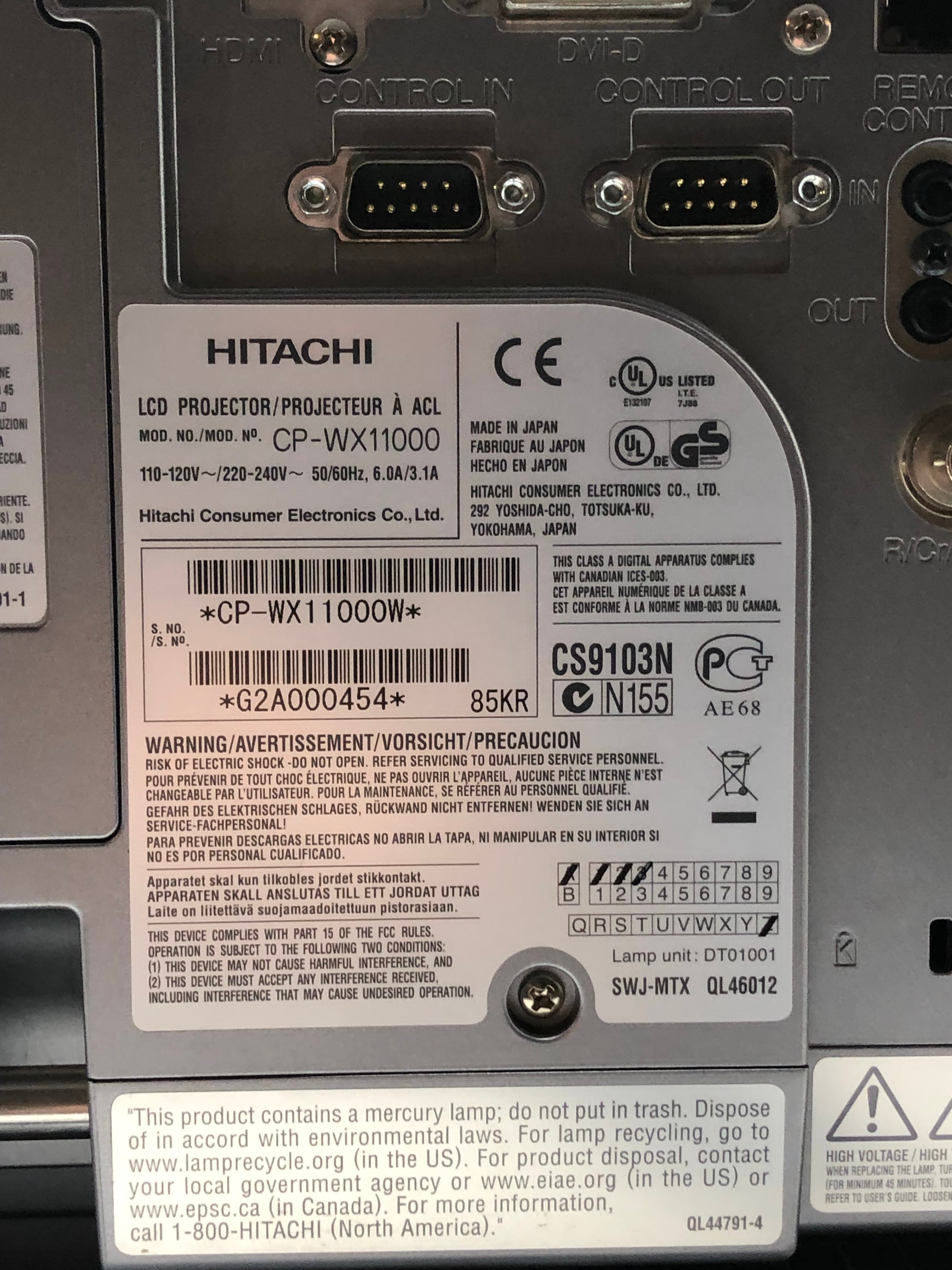 Hitachi CP-WX11000 LCD Projector Pre-Owned - Thumbnail 5