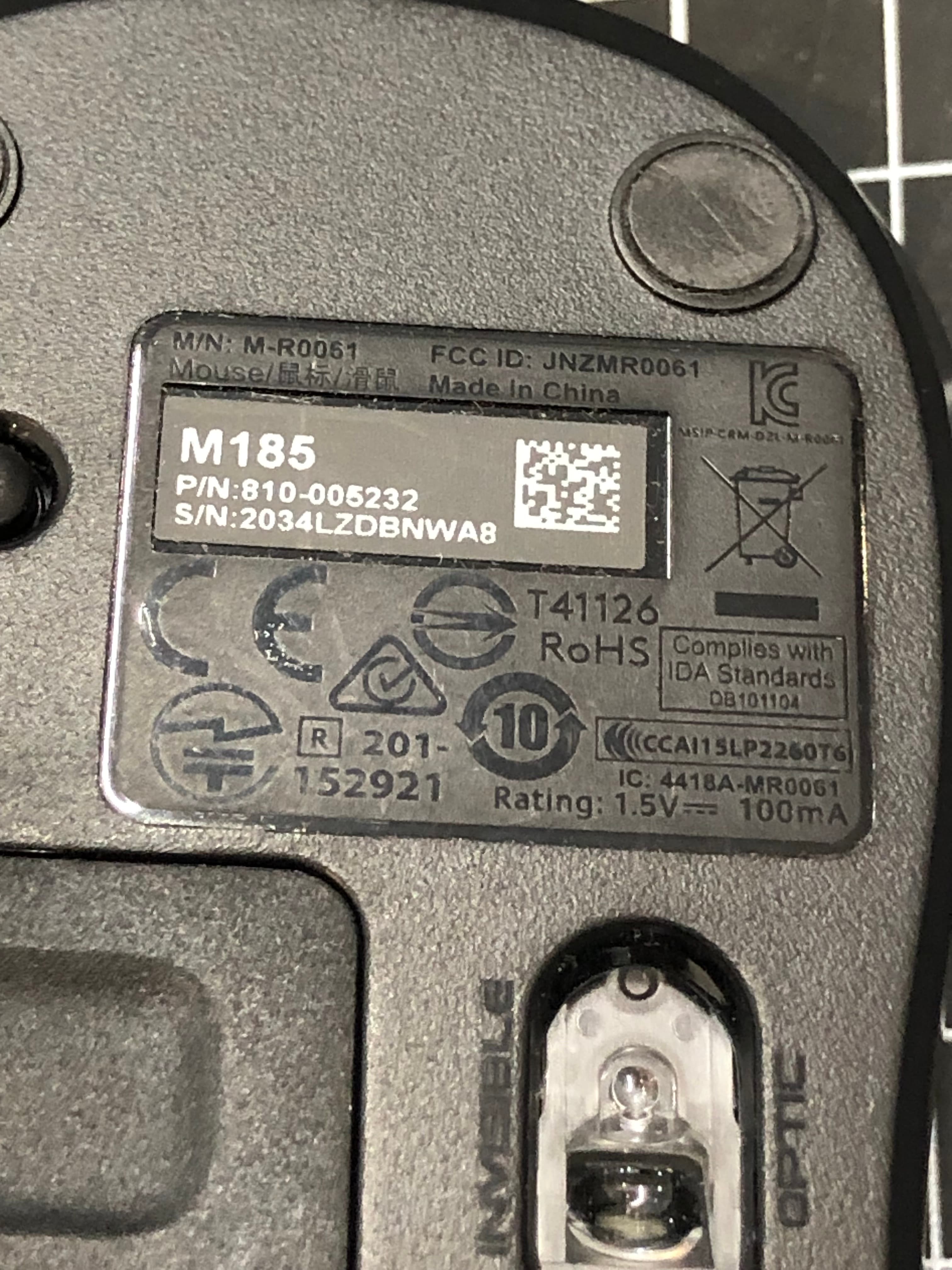 Logitech M185 Wireless Mouse Black Pre-Owned - Thumbnail 2