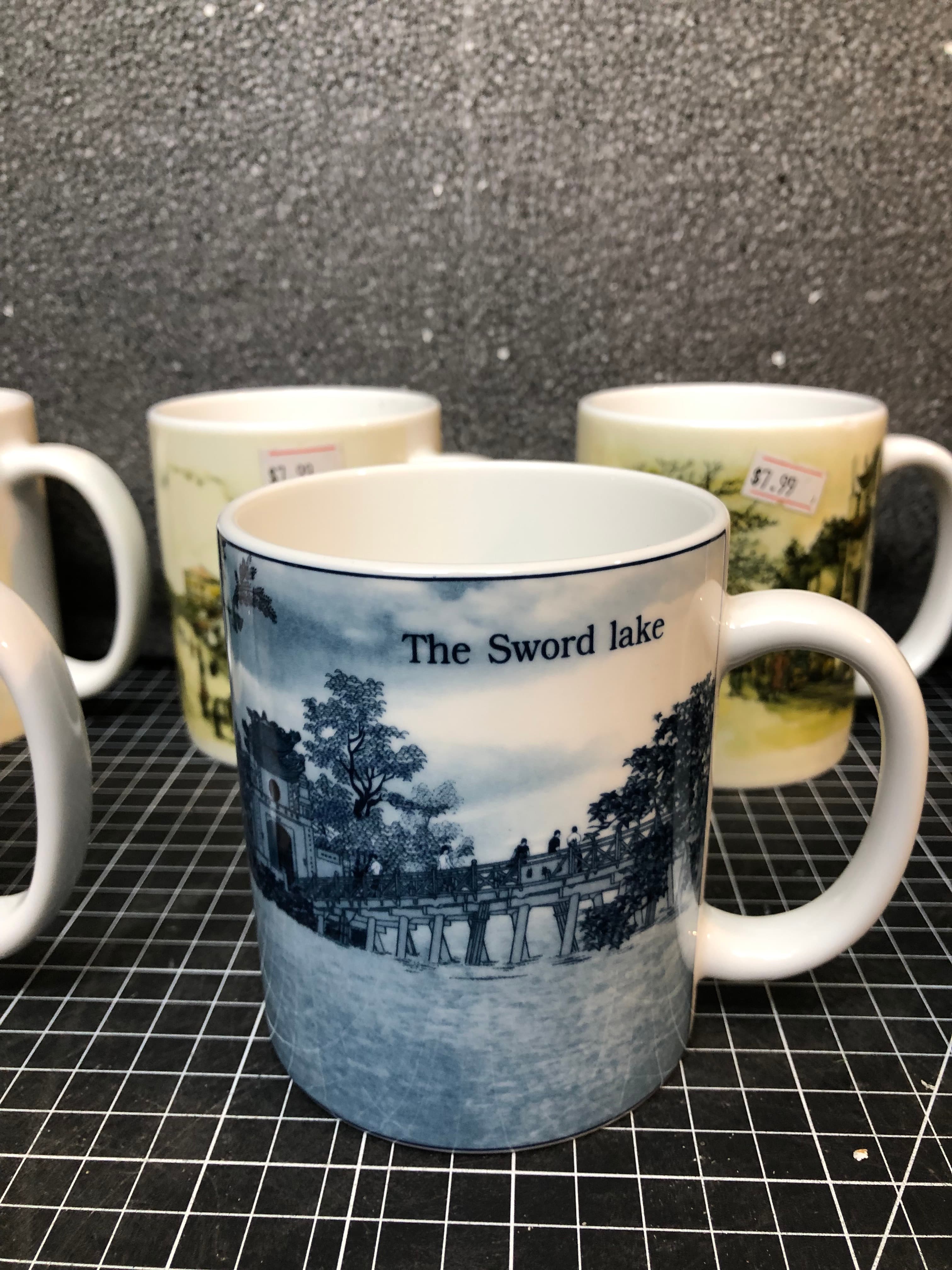 Set of 7 Scenic Ceramic Mugs - New, Durable Design - Thumbnail 3