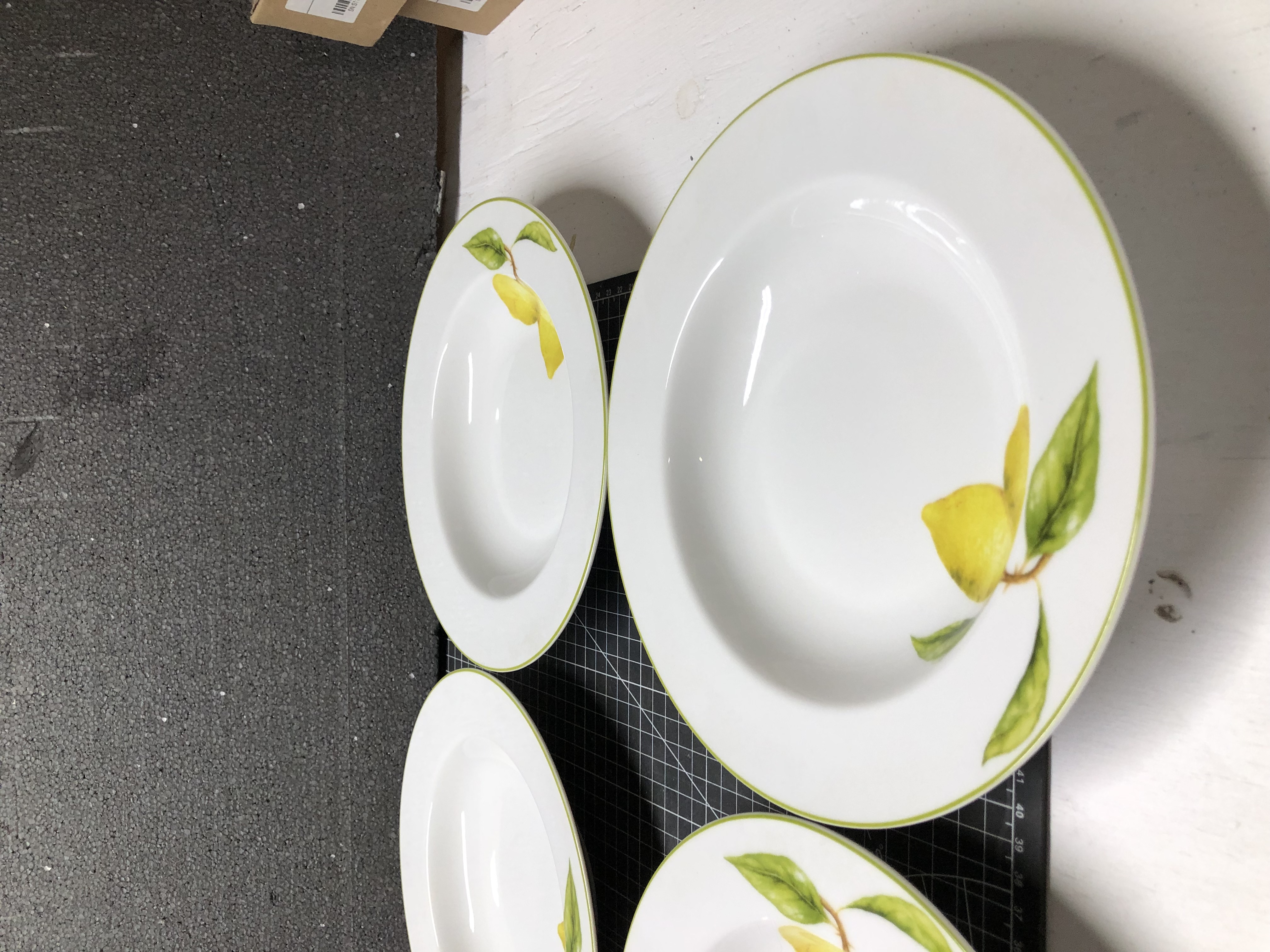 Set of 6 Lemon Patterned Ceramic Plates - New, Elegant Dining Essentials — image 2