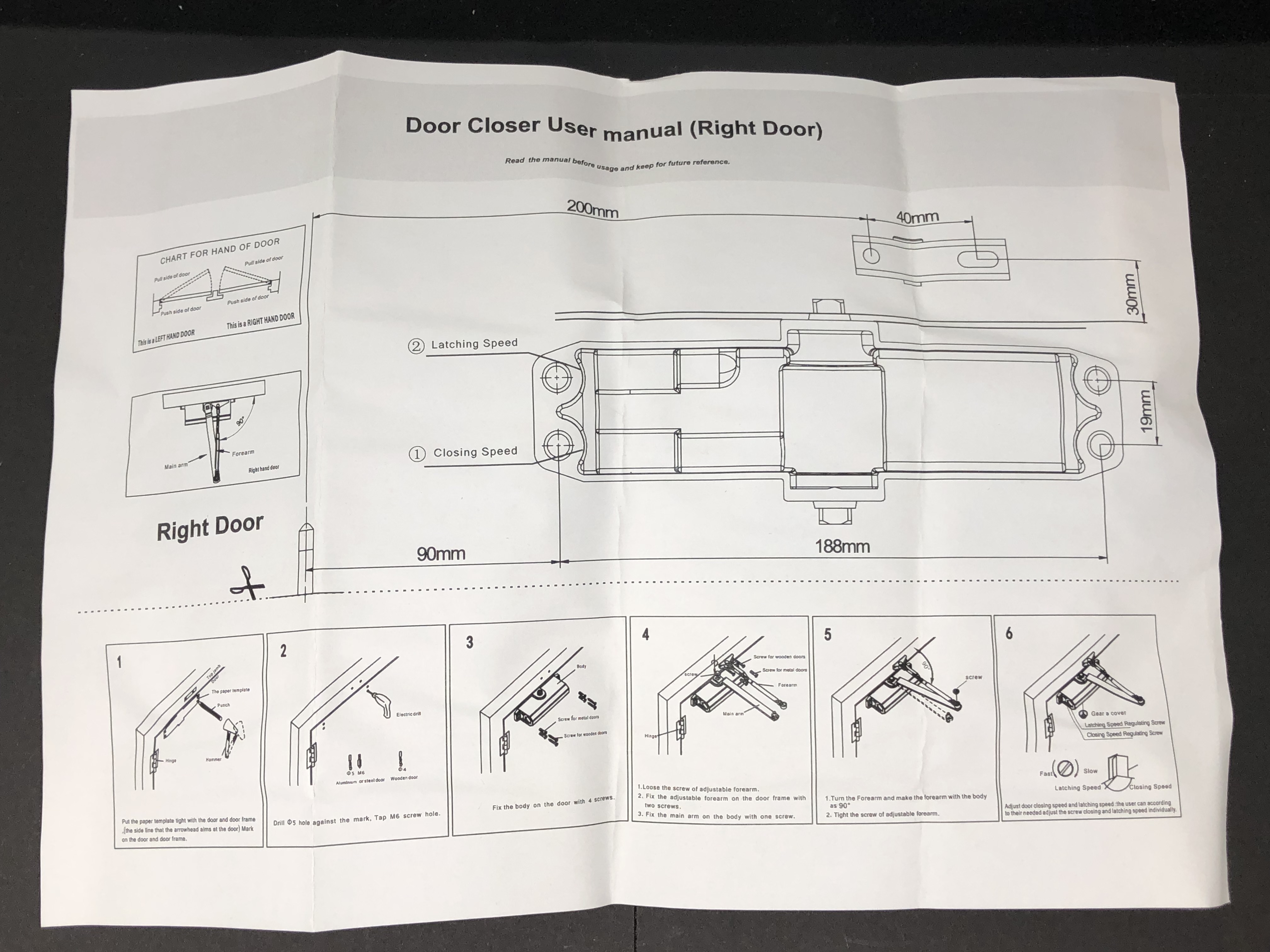VI-S203 Door Closer with Mounting Hardware - New in Box — image 8
