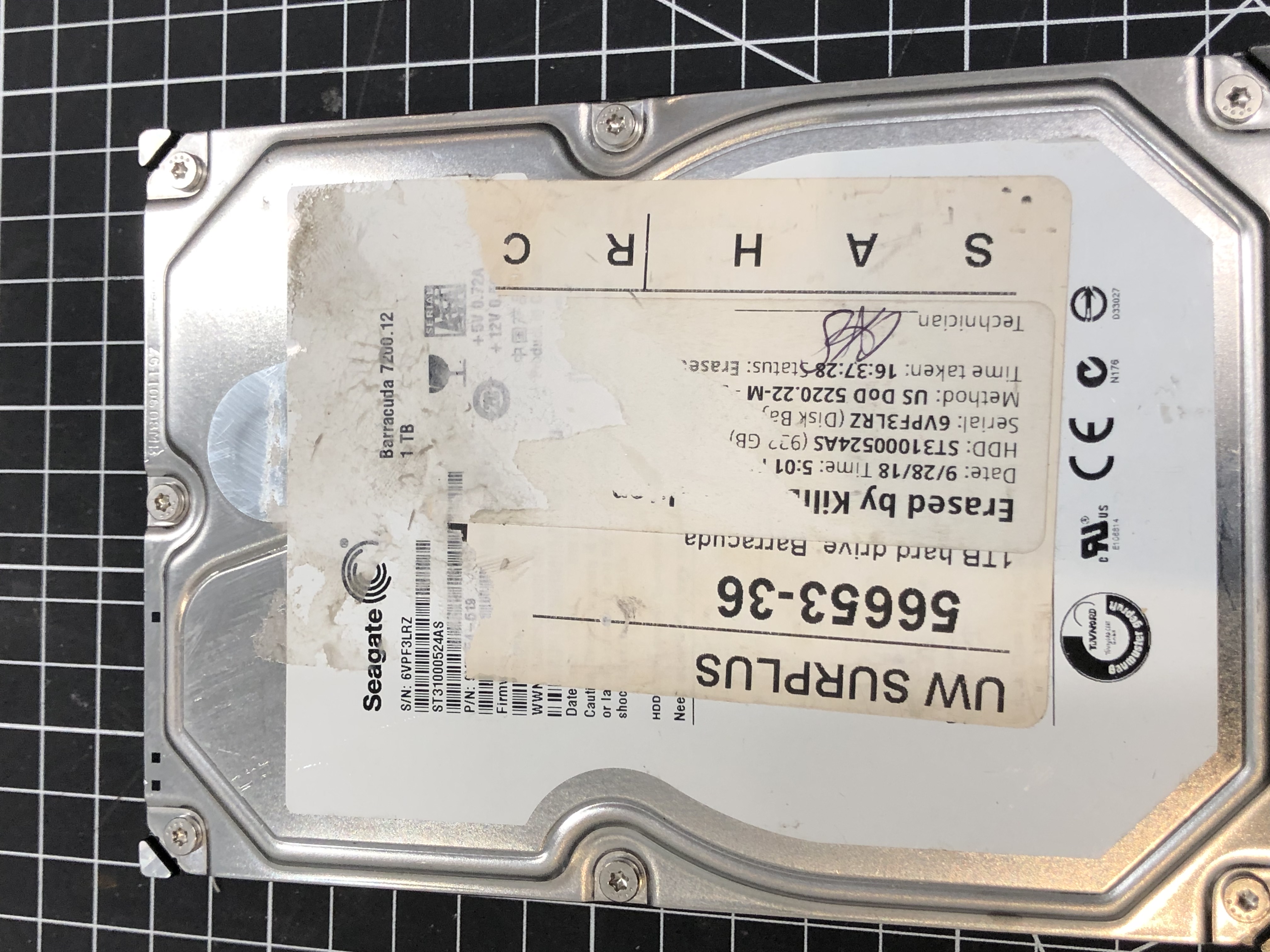 Seagate Barracuda 7200.12 1TB SATA Hard Drive Pre-Owned - Thumbnail 2