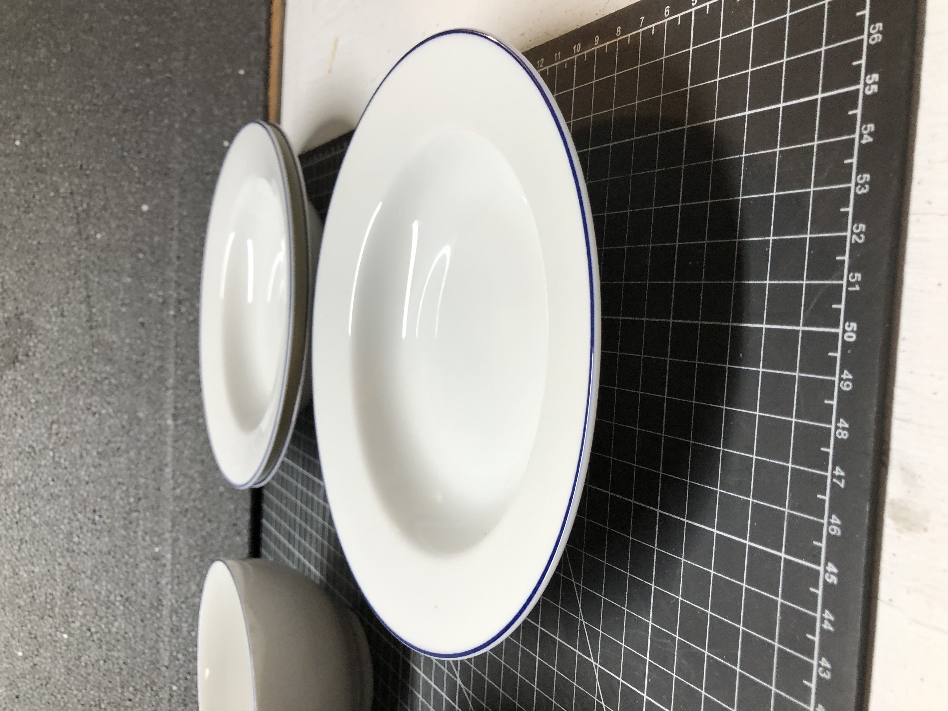 17-Piece White Dinnerware Set - New, Elegant Blue Rim Design - Thumbnail 2