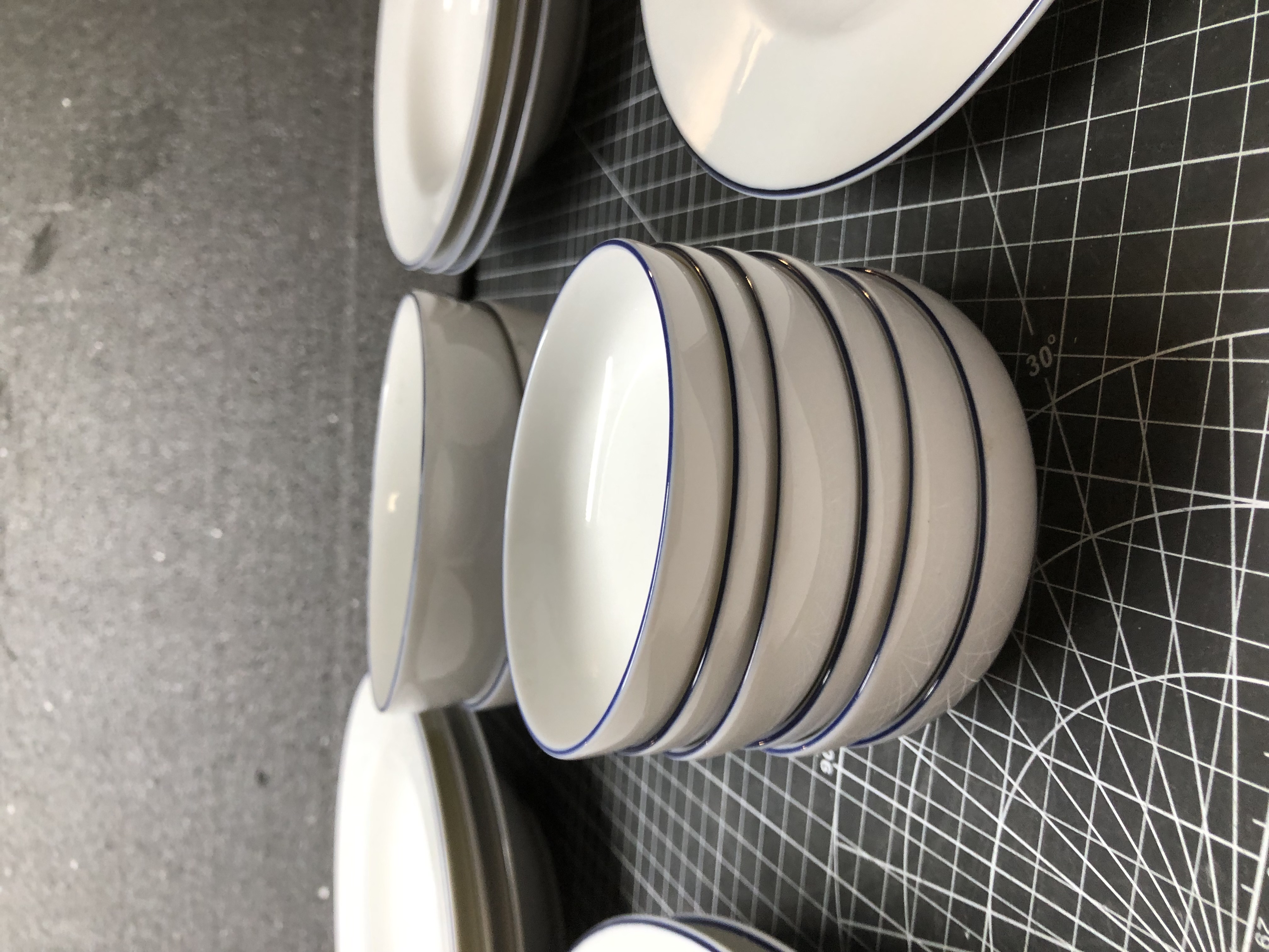 17-Piece White Dinnerware Set - New, Elegant Blue Rim Design - Thumbnail 5
