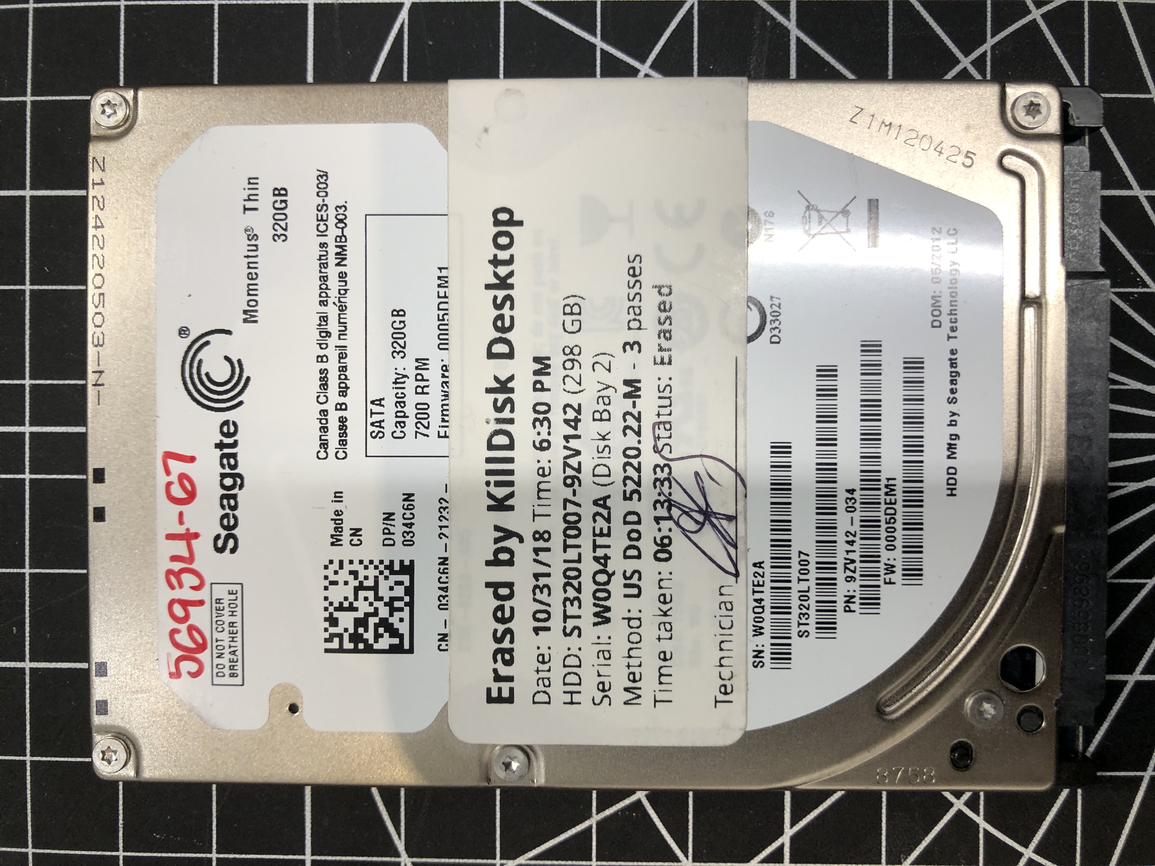 Seagate Momentus Thin 320GB 2.5" SATA HDD ST320LT007 Pre-Owned — image 1