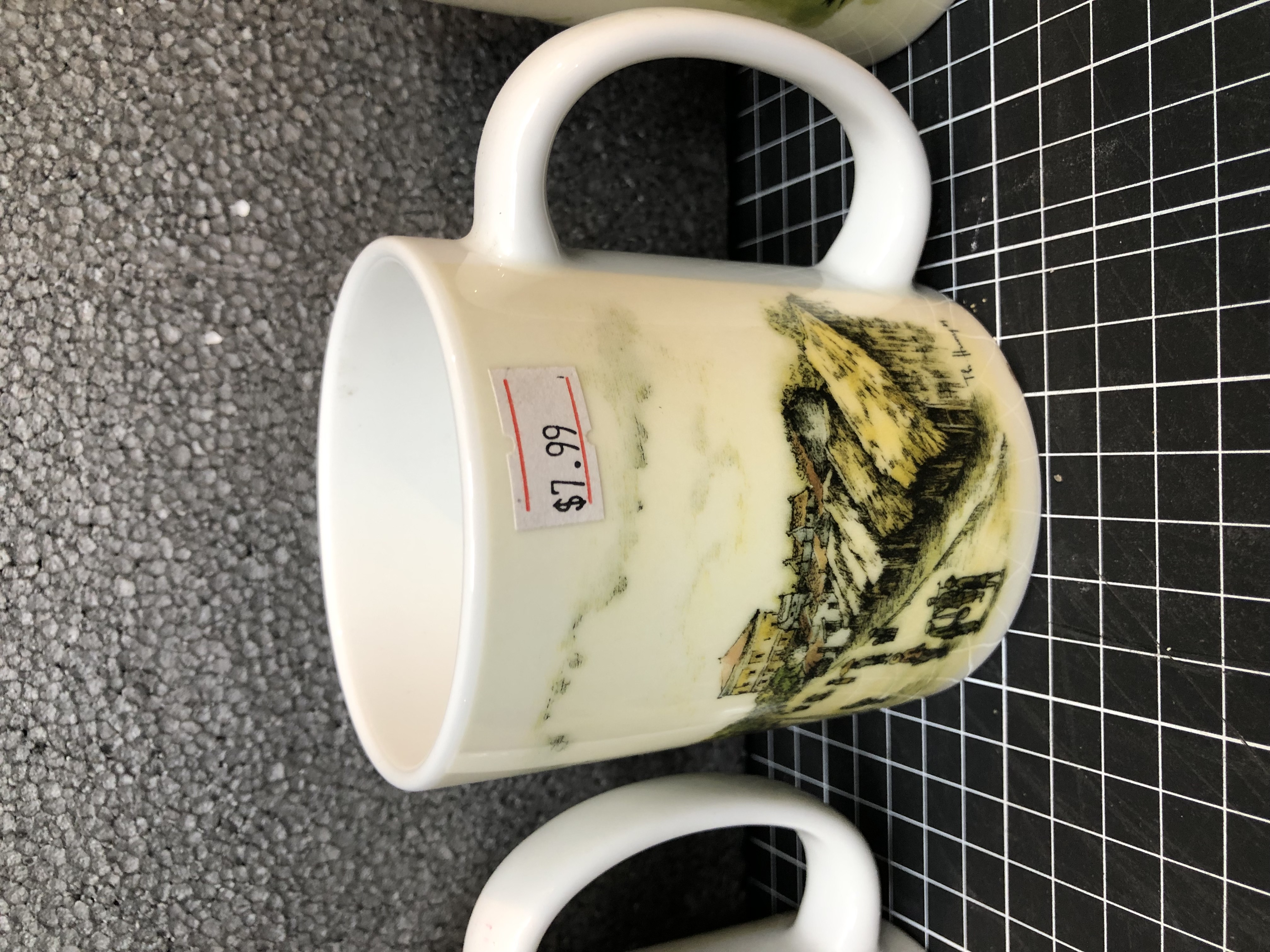 Set of 7 Scenic Ceramic Mugs - New, Durable Design - Thumbnail 7