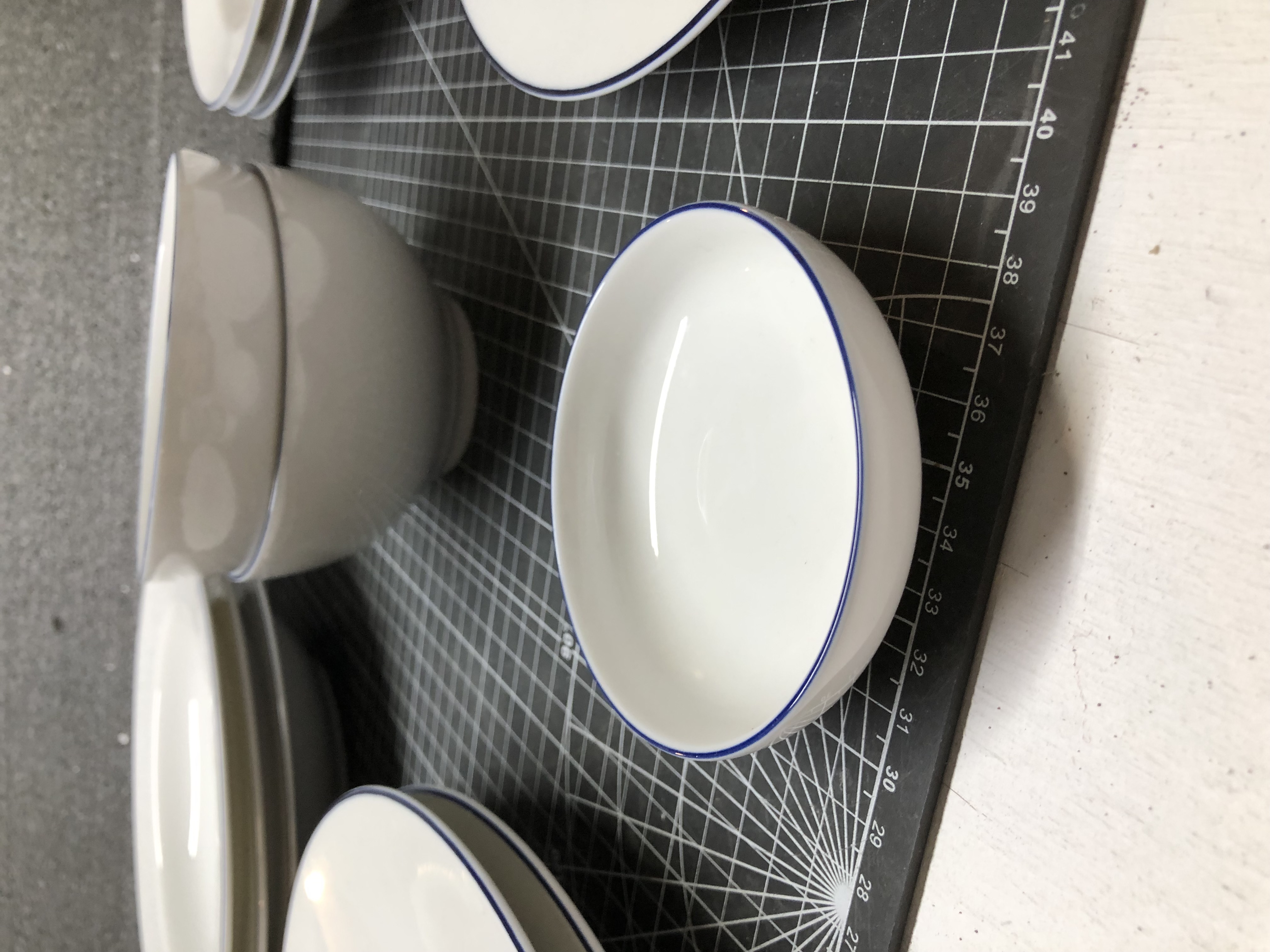 17-Piece White Dinnerware Set - New, Elegant Blue Rim Design - Thumbnail 6