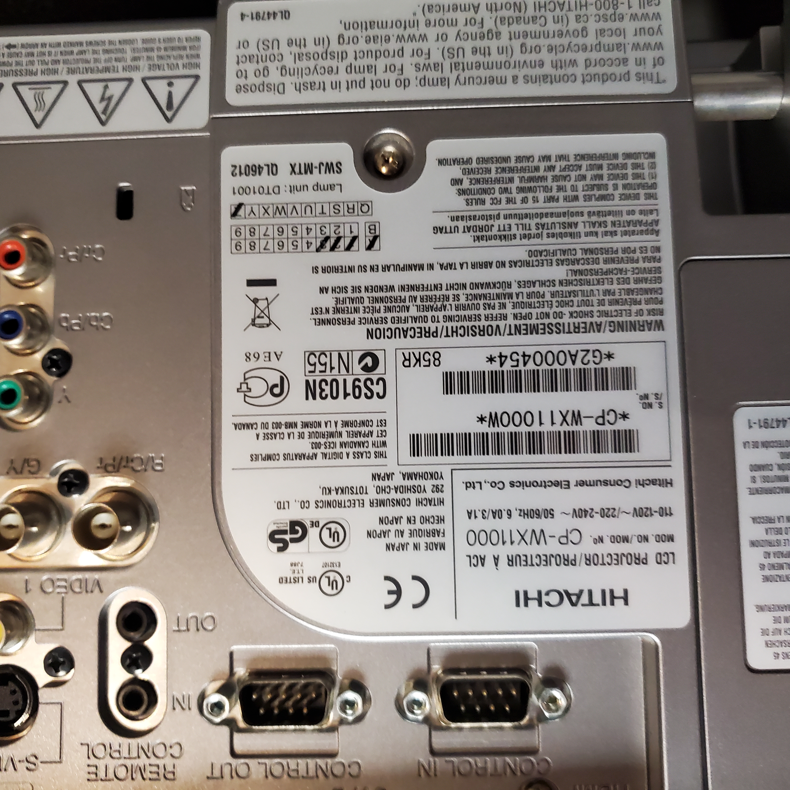 Hitachi CP-X1250 Projector XGA 4500 Lumens Pre-Owned — image 6