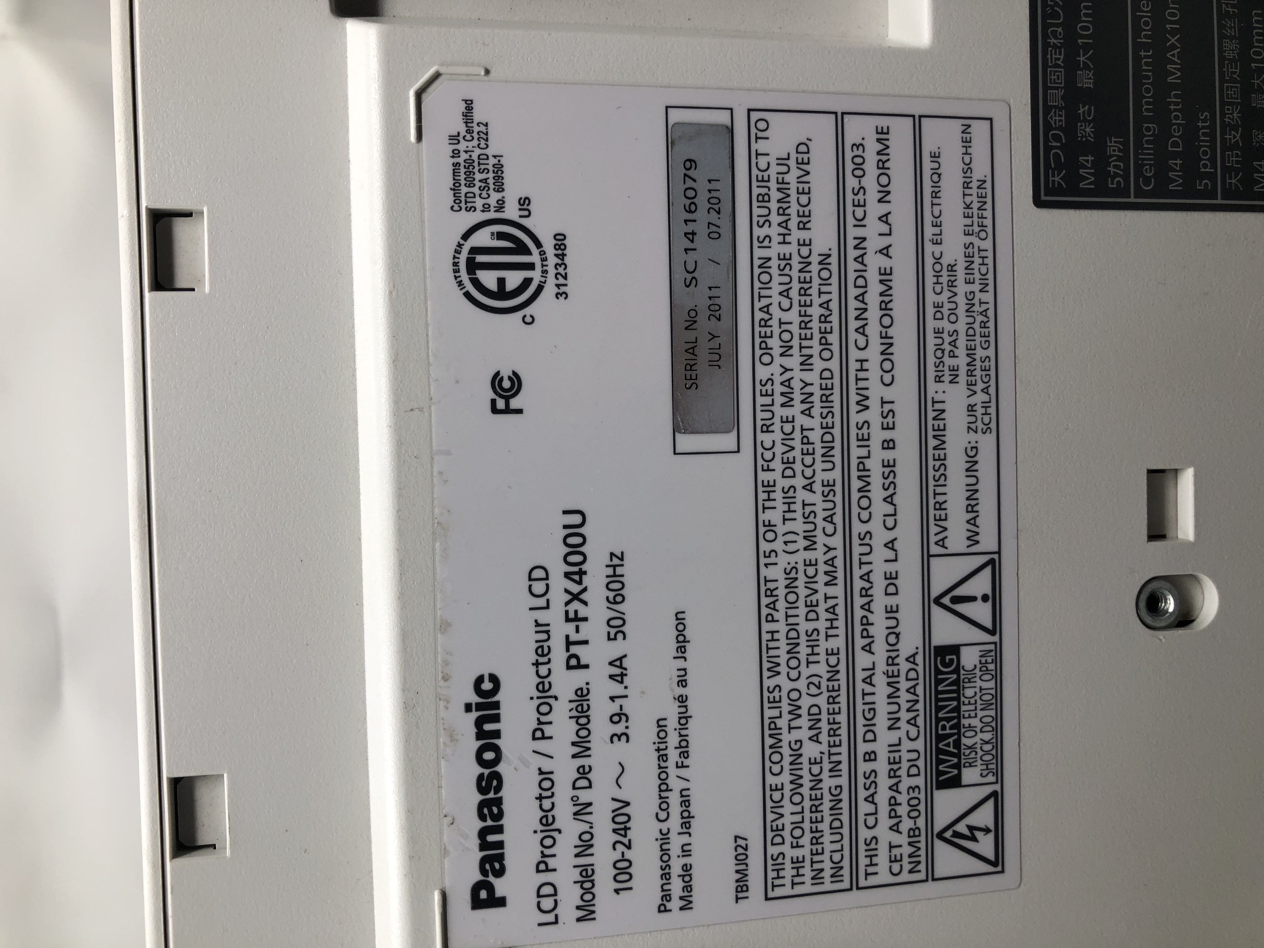 Panasonic PT-FX400U LCD Projector XGA Pre-Owned — image 2