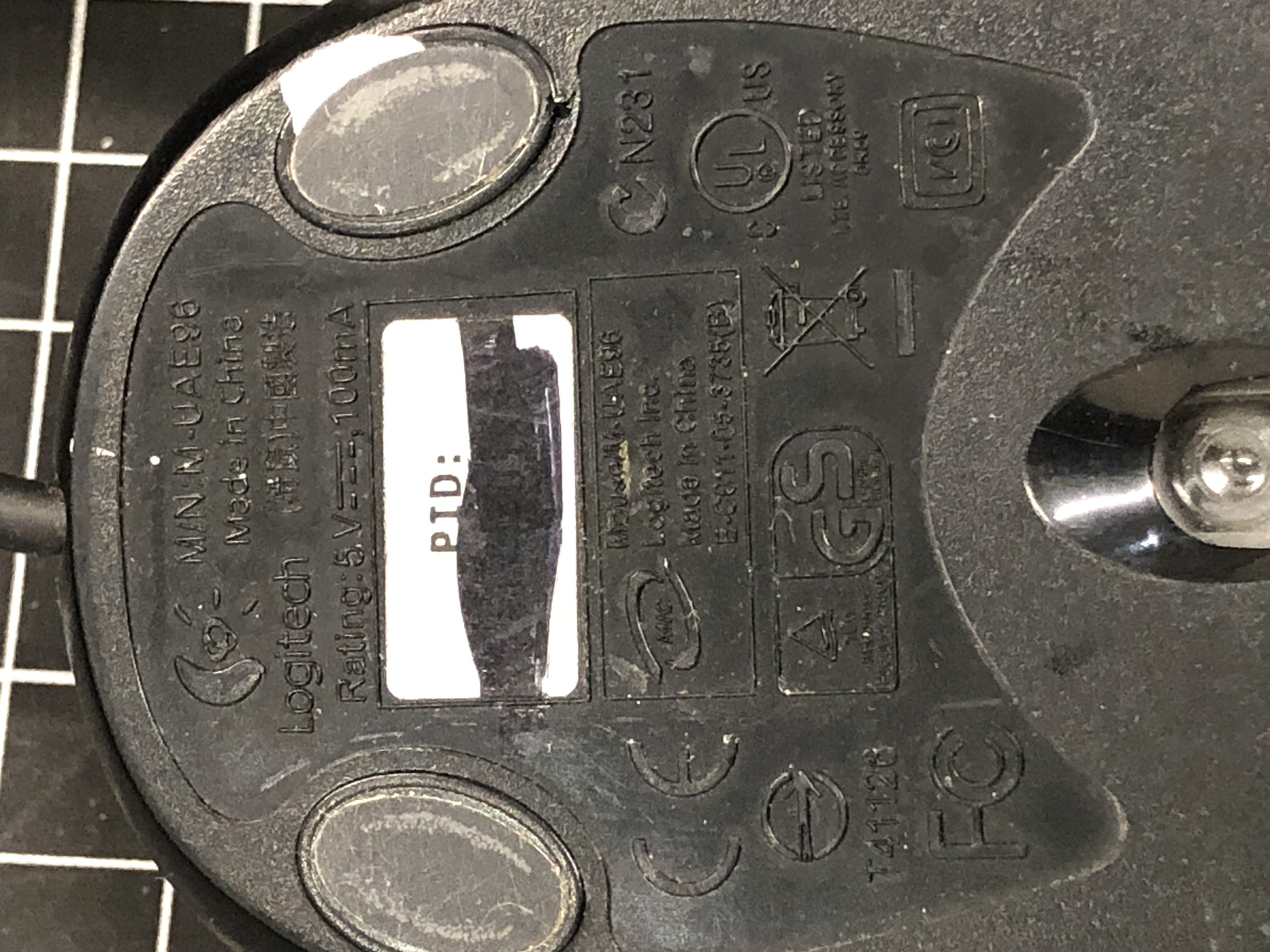 Logitech M-UAE96 Wired USB Optical Mouse Black Pre-Owned