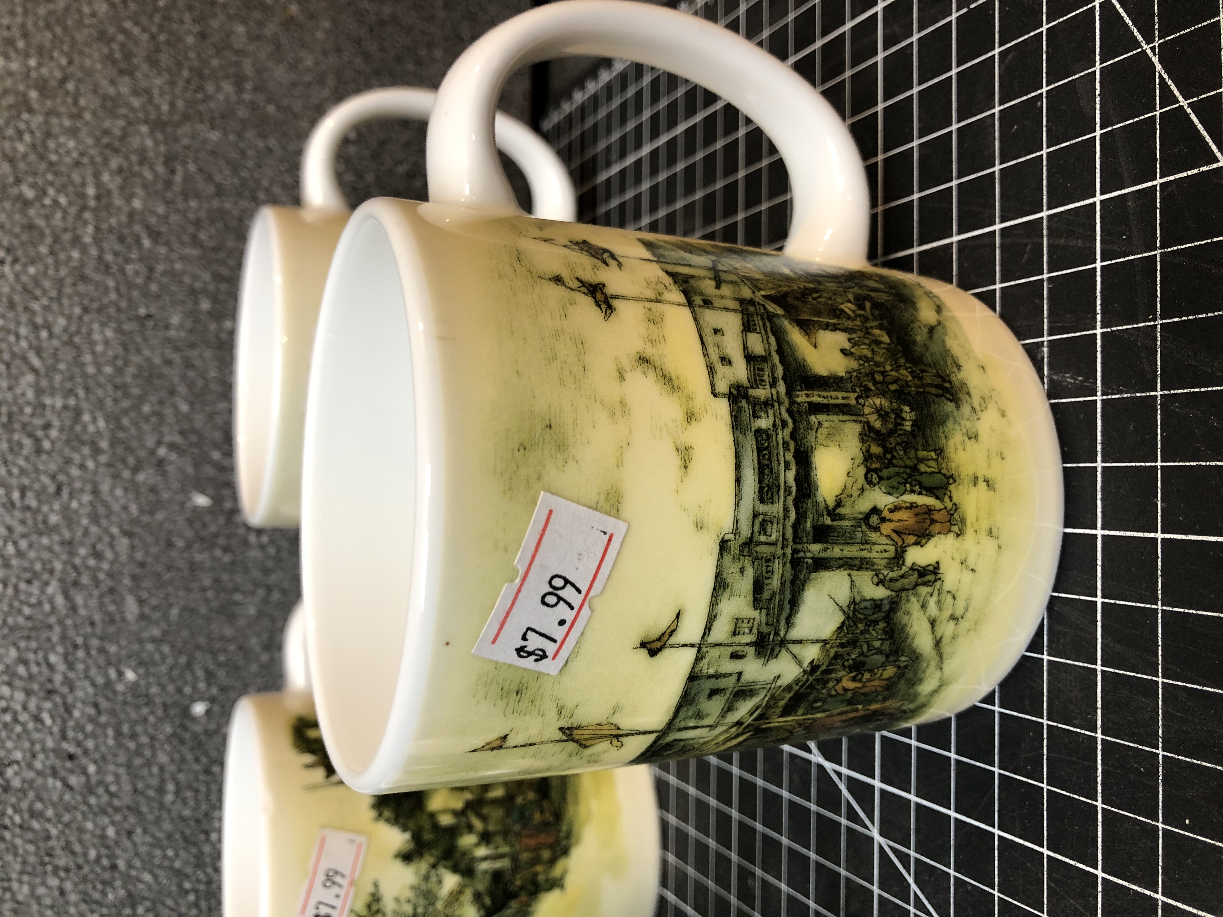 Set of 7 Scenic Ceramic Mugs - New, Durable Design - Thumbnail 4