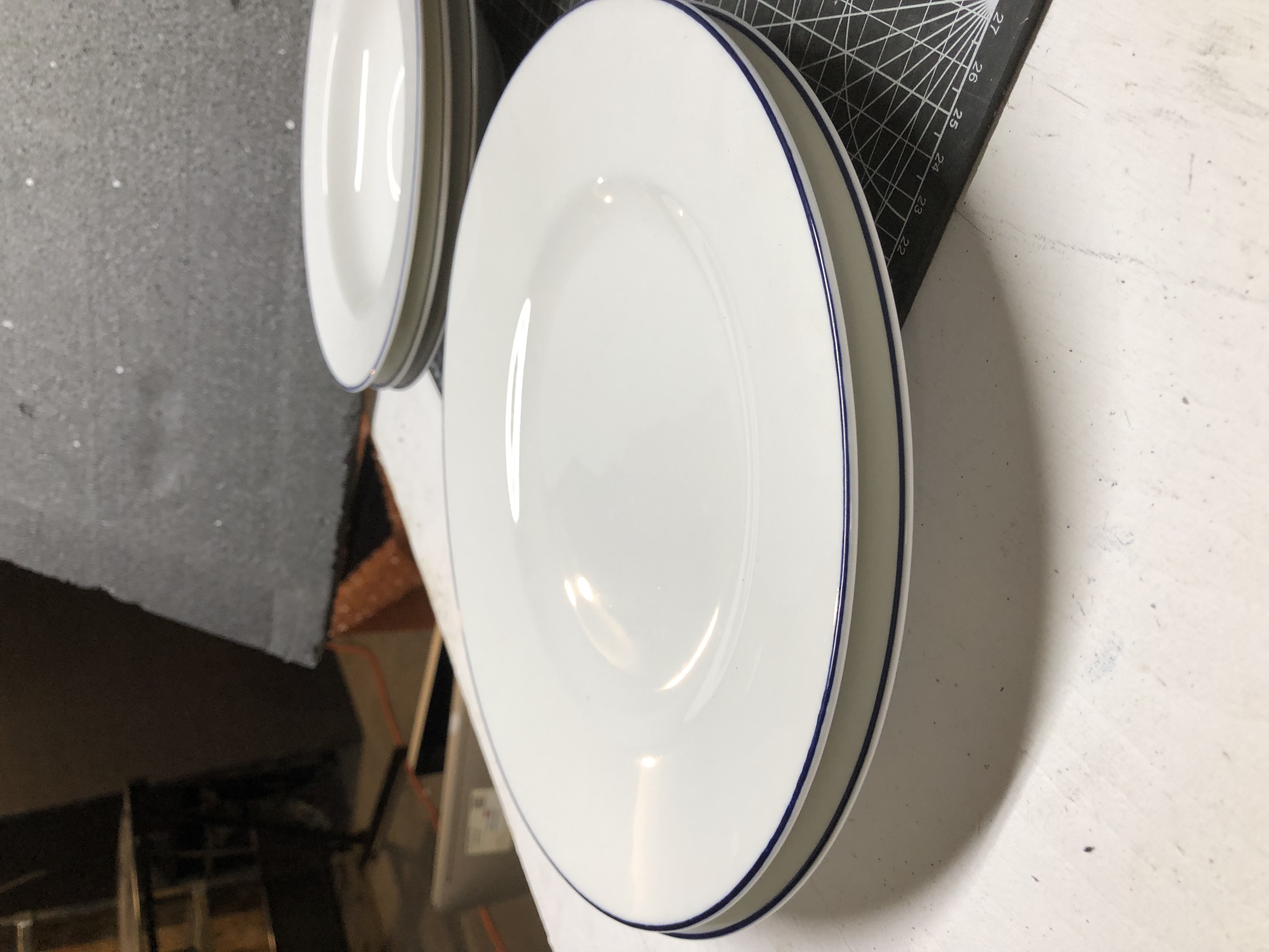 17-Piece White Dinnerware Set - New, Elegant Blue Rim Design - Thumbnail 7