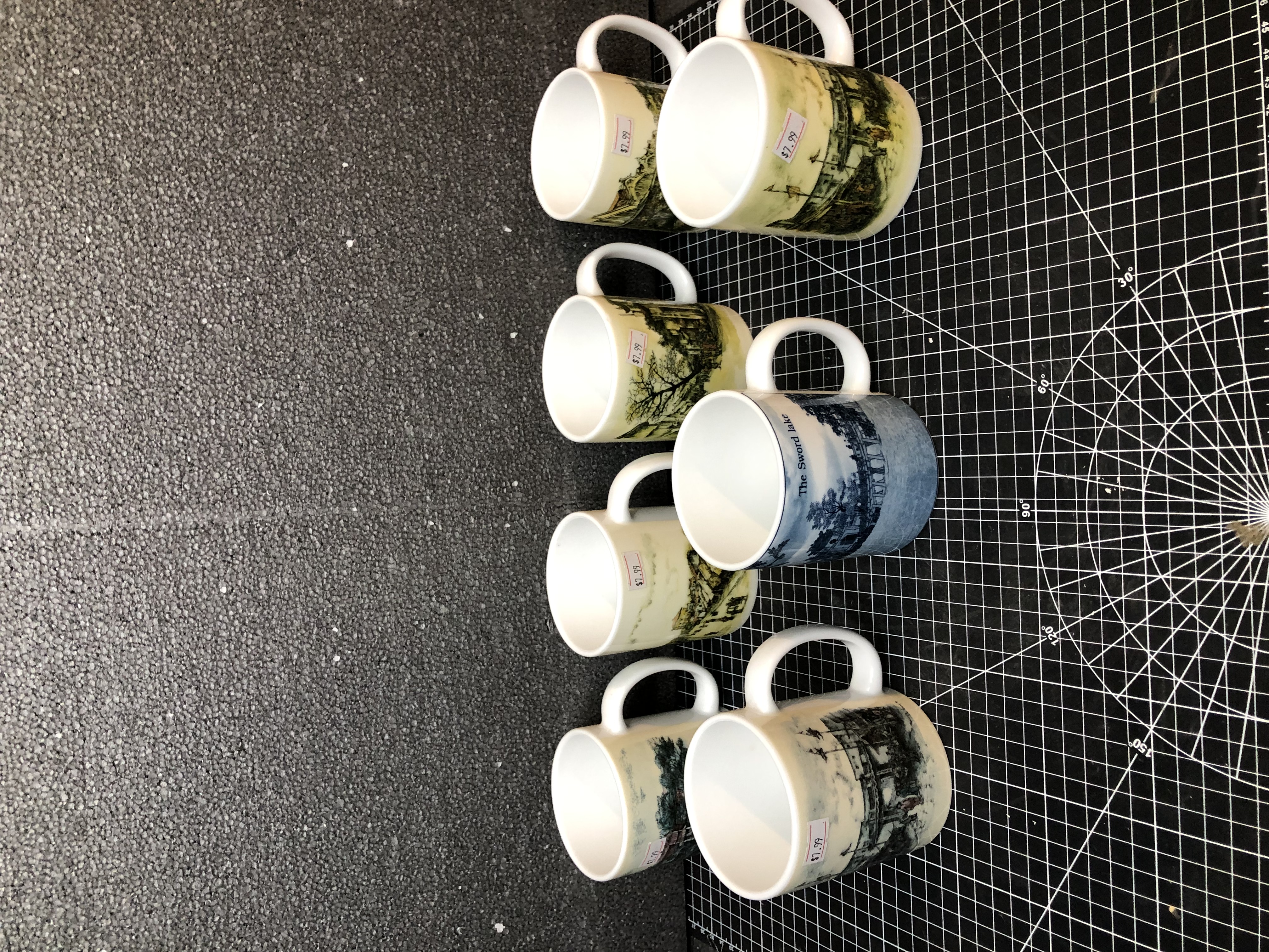 Set of 7 Scenic Ceramic Mugs - New, Durable Design