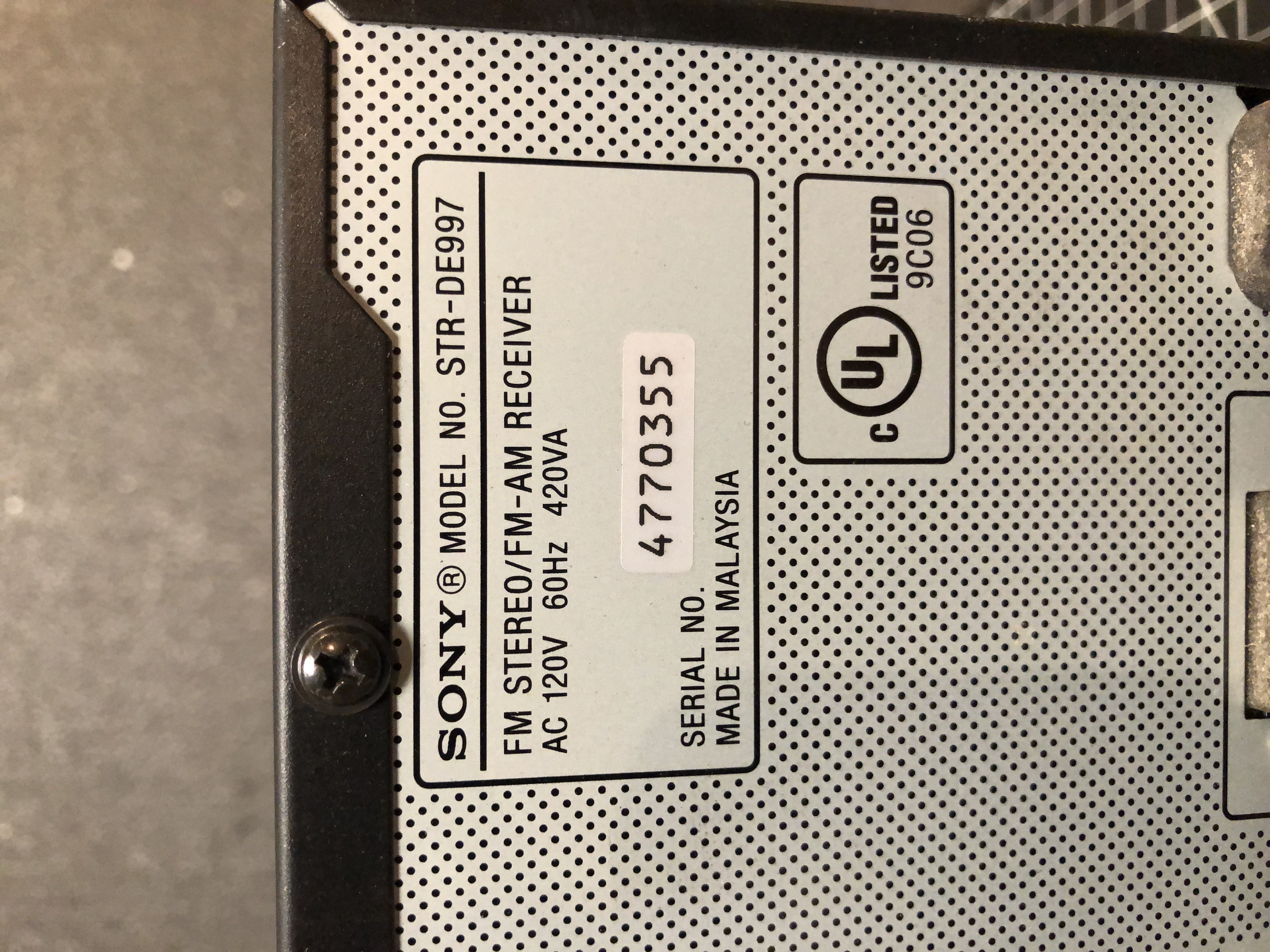Sony STR-DE997 FM Stereo AM/FM Receiver 120V 60Hz 420VA Pre-Owned β image 4