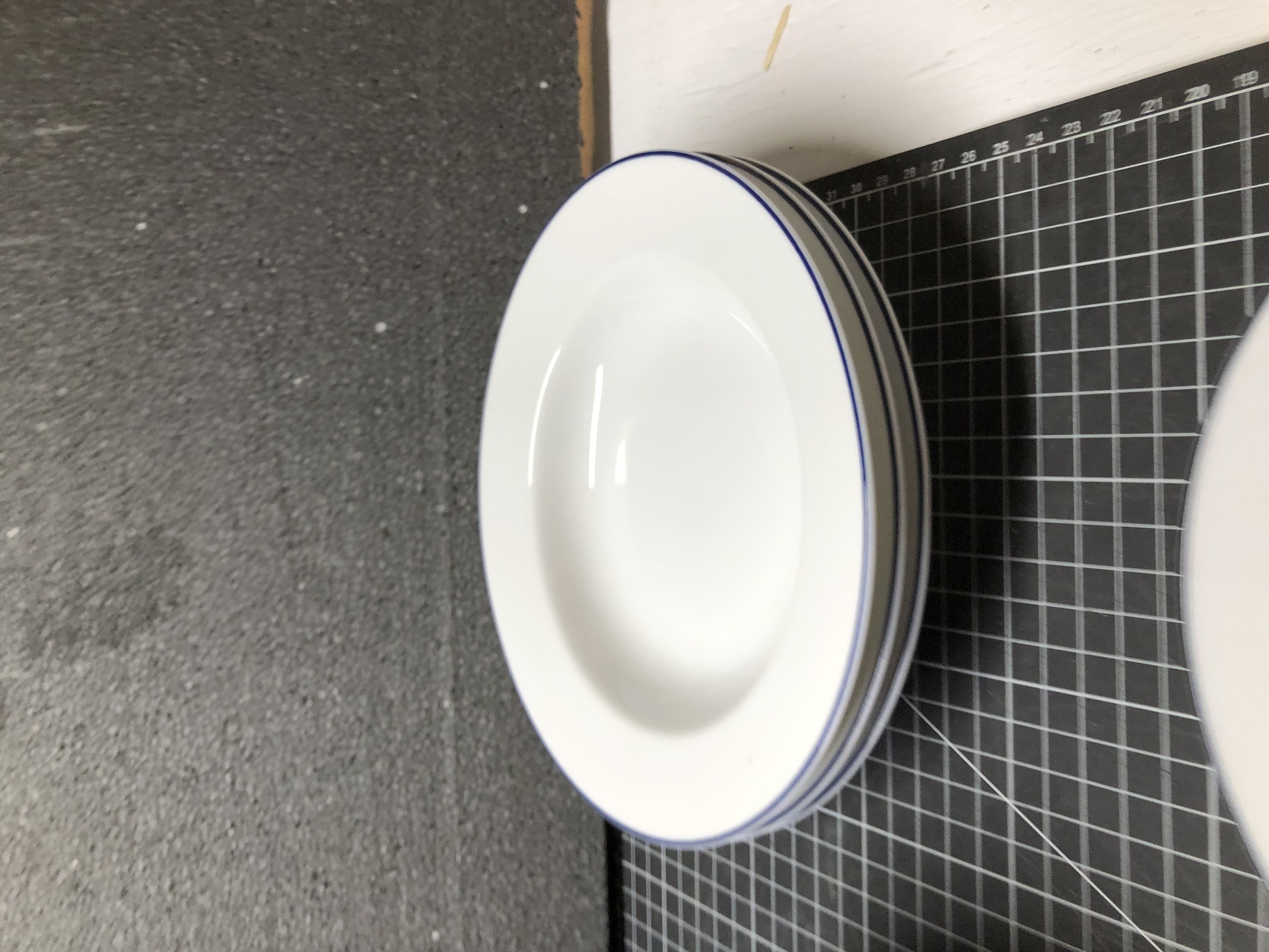 17-Piece White Dinnerware Set - New, Elegant Blue Rim Design - Thumbnail 3