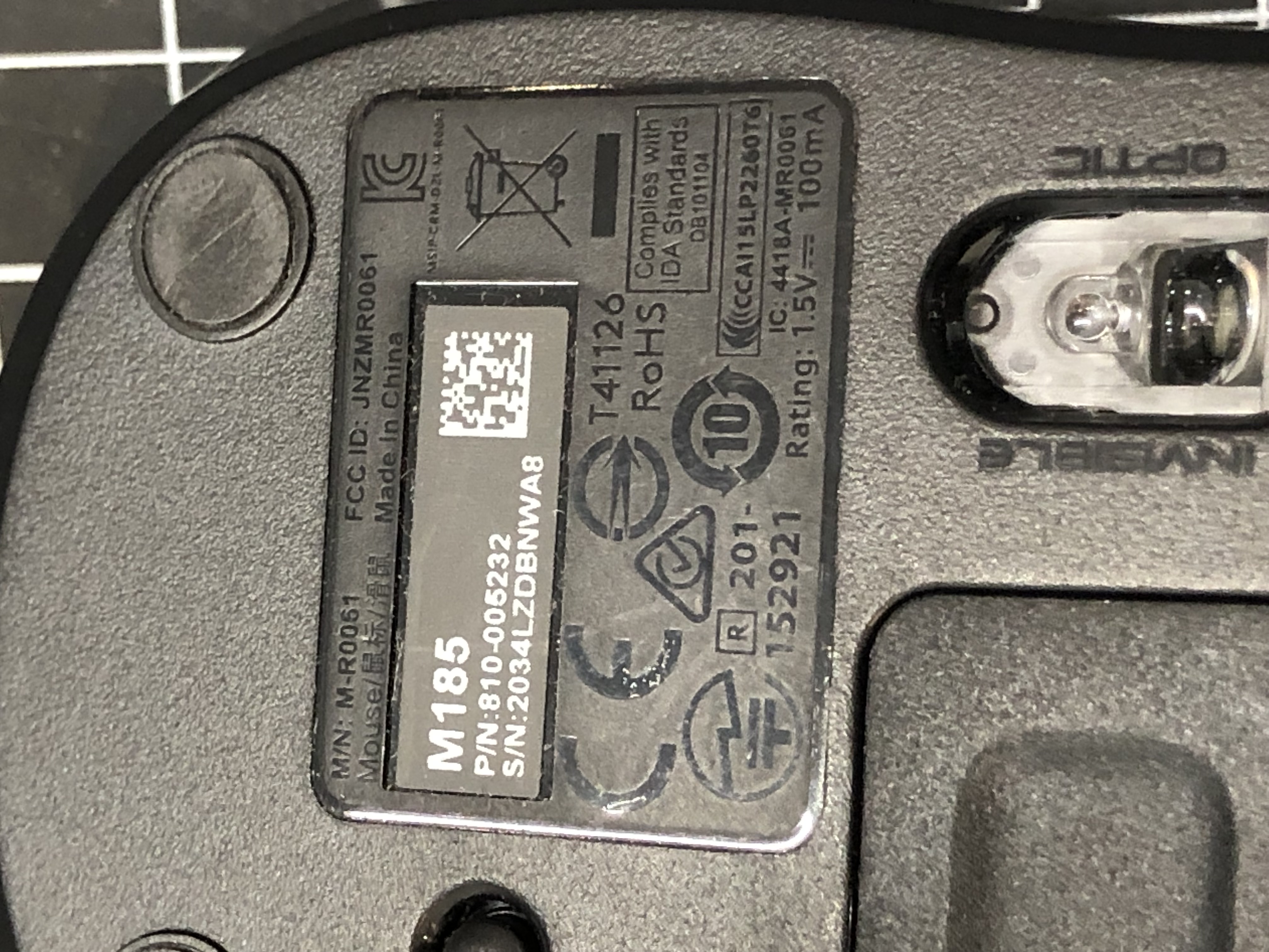 Logitech M185 Wireless Mouse Black Pre-Owned